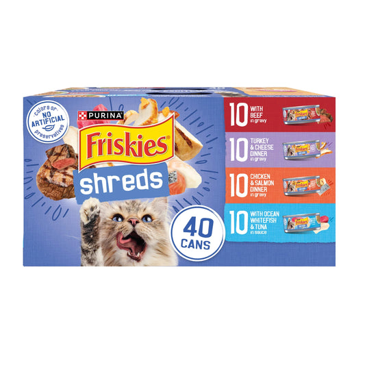 Purina  Shredded Gravy Variety Pack, Wet Cat Food, 5.5 oz Cans, 40 Count