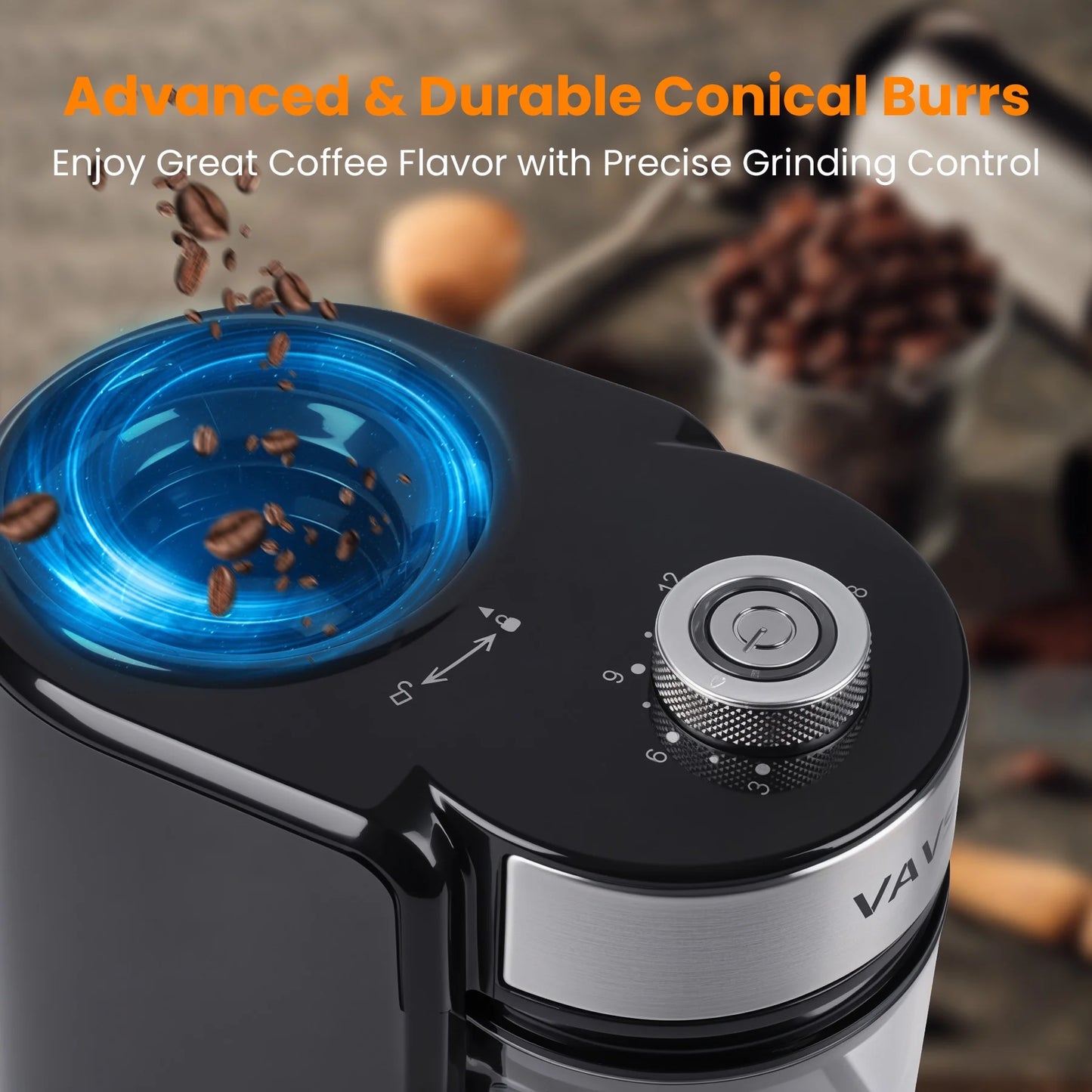 Burr Coffee Grinder, Electric Coffee Bean Grinder with 18 Precise Grind Settings, 3-18 Cup, for Espresso/Drip/Pour Over/Cold Brew/French Press