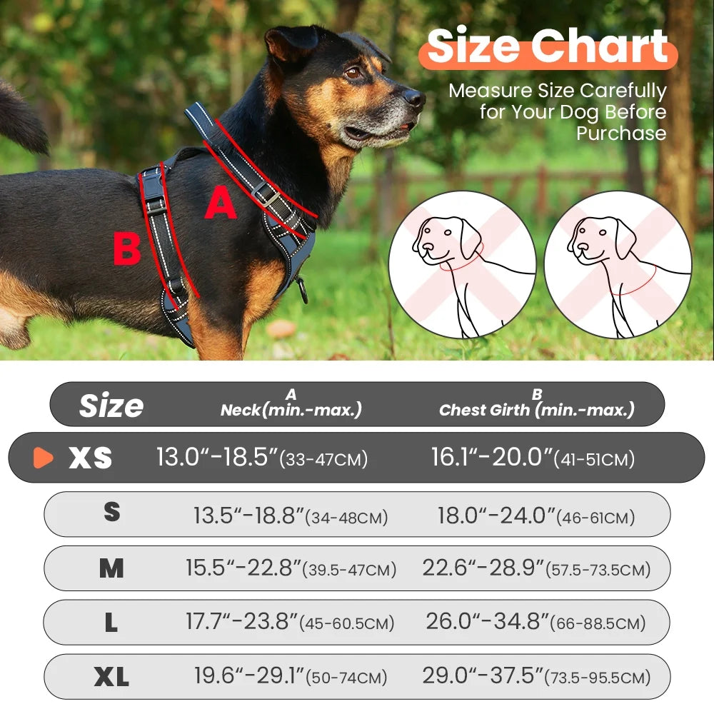 Reflective No-Pull Dog Harness with Handle, Breathable & Adjustable for Small Dog Blue XS