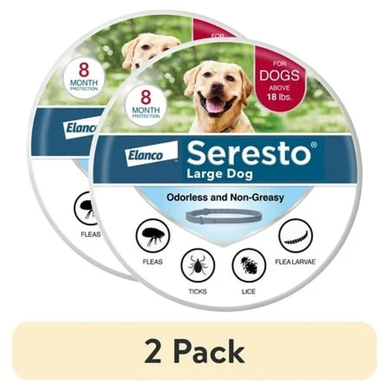 8-Month Flea and Tick Prevention Collar for Large Dogs (18+ lbs) - 2 Pack, Vet-Recommended