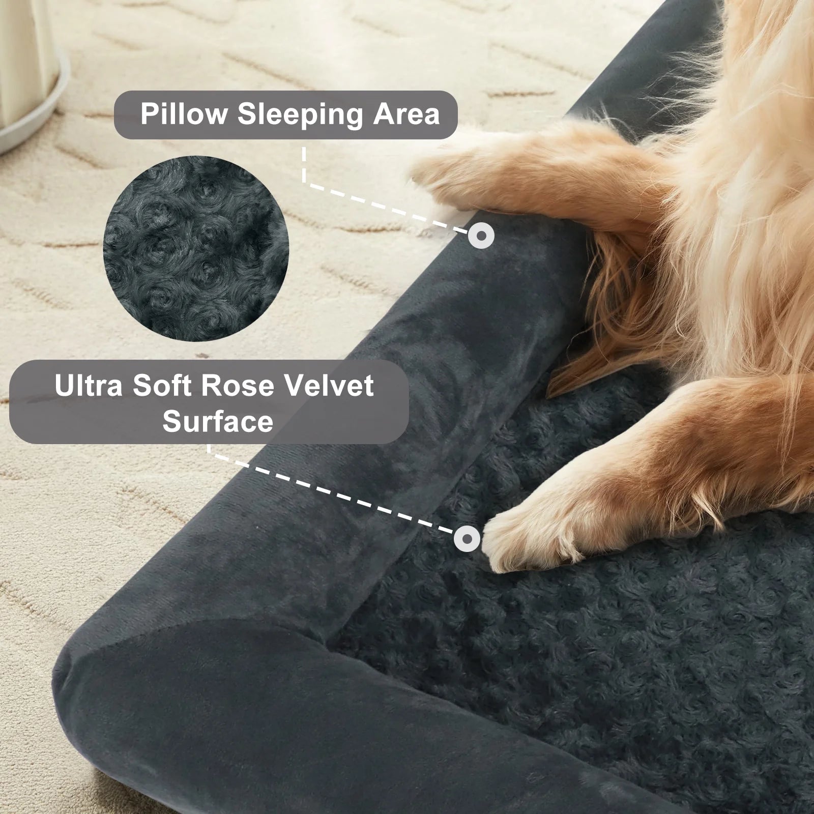 XL Waterproof Orthopedic Dog Bed for Extra Large Dogs with Non-Slip Bottom and Egg-Crate Foam, Featuring a Washable Removable Cover