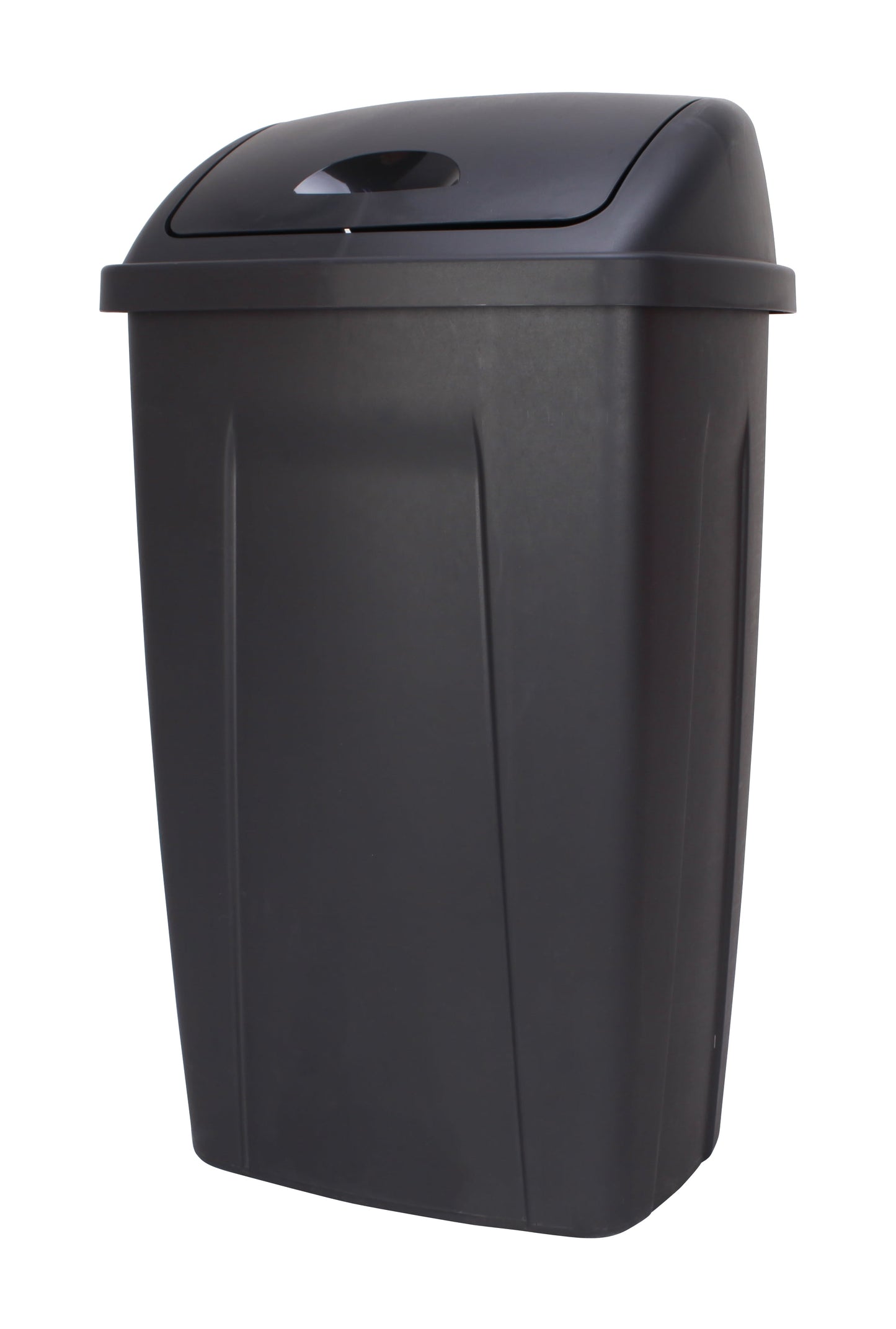 Kitchen Trash Can, 13 Gallon, Plastic Swing Top Garbage Bin, Black