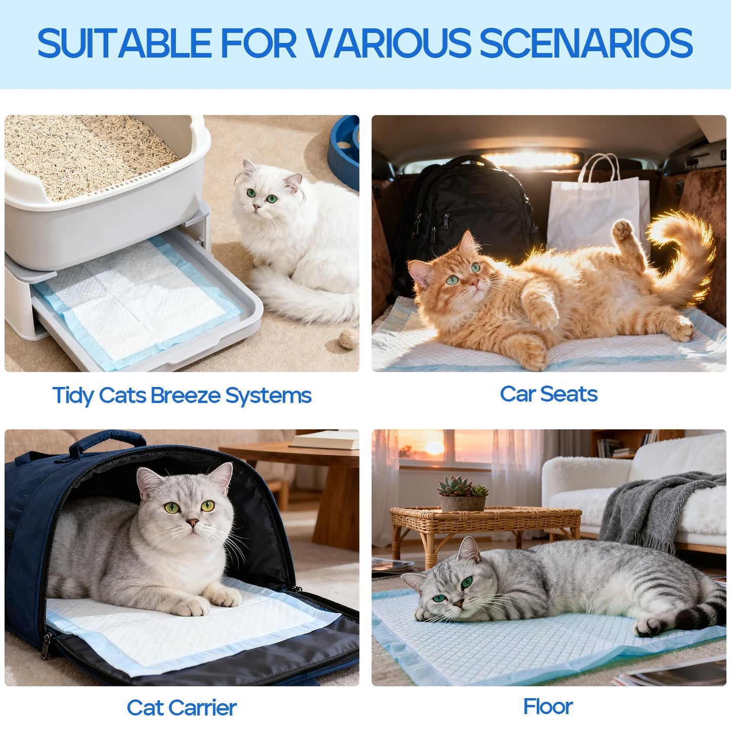 Cat Pee Pads, Unscented, 6-Layer Super Absorbent Design for Enhanced Odor Control, 16.9 x 11.4 Inches, 40 Count