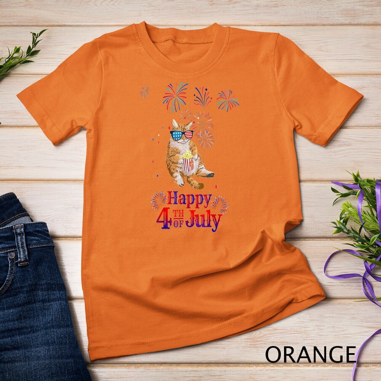 Patriotic Cat Shirt Happy 4Th of July T-Shirt Unisex T-Shirt