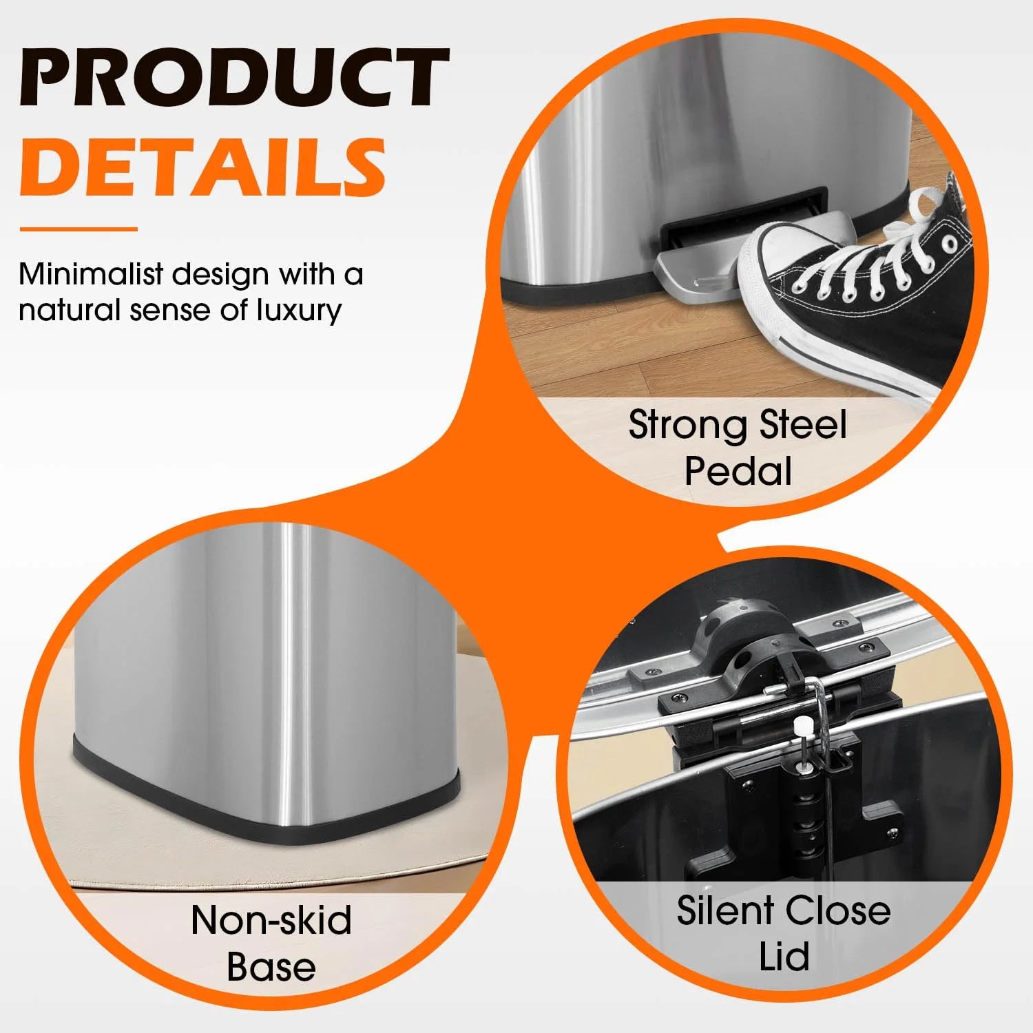 8 Gallon Stainless Steel Step Kitchen Trash Can with Lid, Fingerprint-Proof for Indoor(Silver)