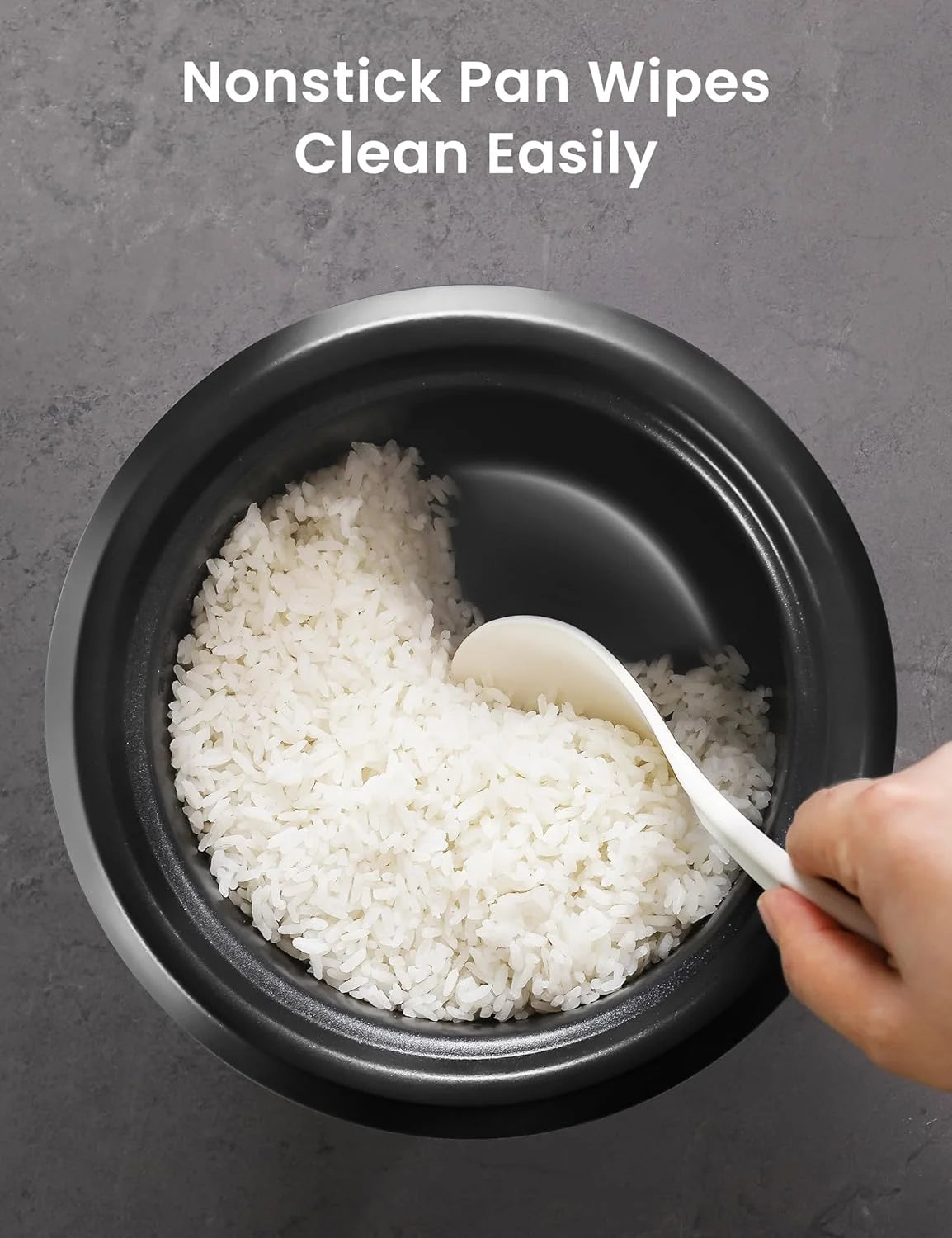 Rice Cooker, 6-Cup Cooked, Removable Non-Stick Bowl, for Soups, Stews, Grains & Oatmeal, One Touch, Black