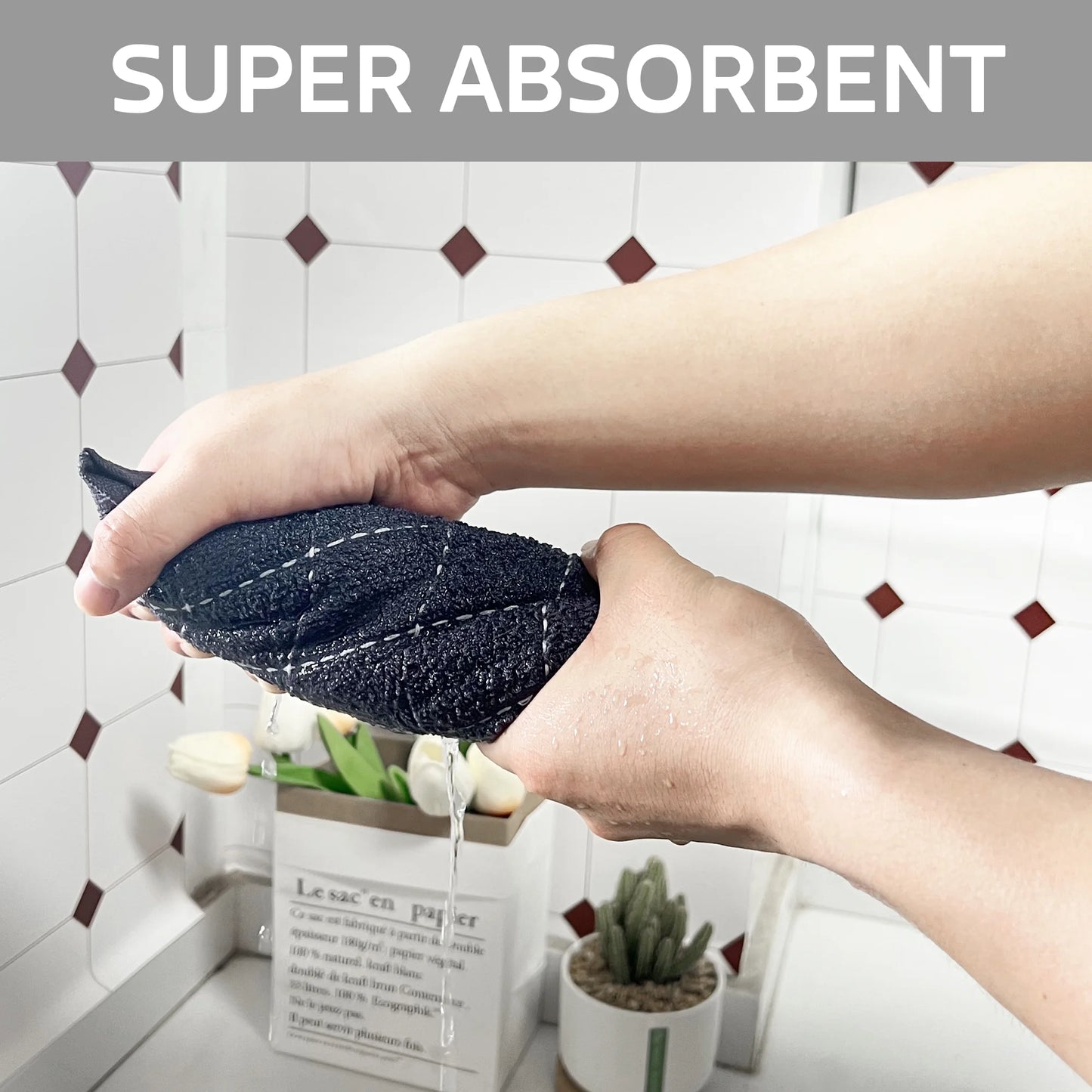 100% Cotton Kitchen Dish Towels, Super Soft and Absorbent Dish Cloths Washing Drying Dishes, 12" X 12", Mixed Color, 6 Pack