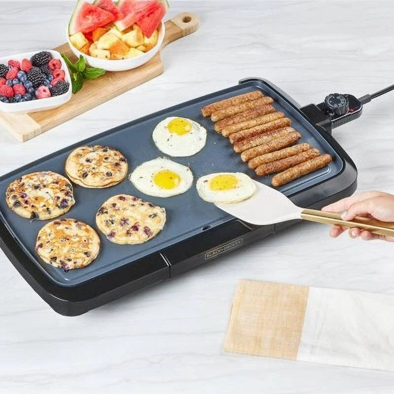20" Family-Sized Electric Griddle Black: Nonstick, Tabletop, Temperature Control, 1500W
