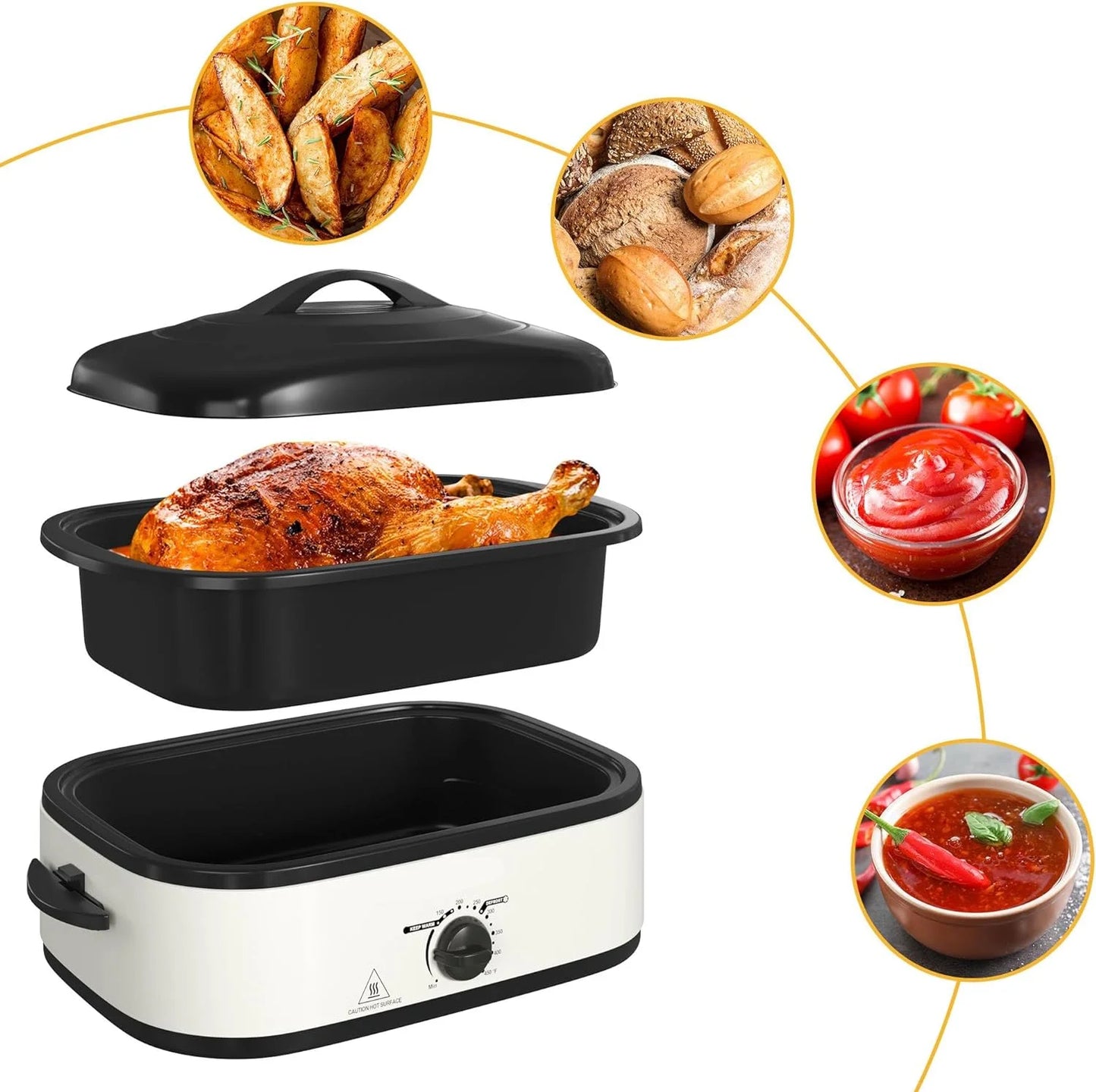 Electric Nonstick Stainless Steel Roasting Pan with Self-Basting Lid