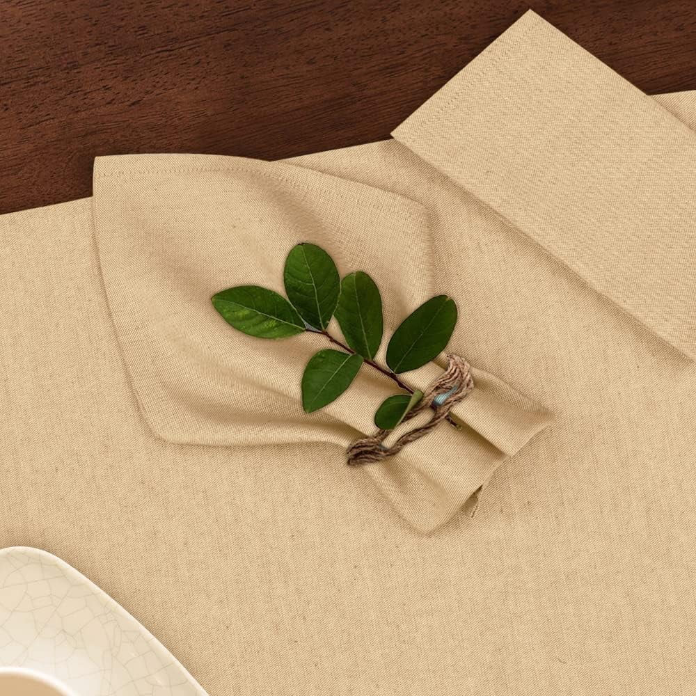 Cloth Napkins Set of 12, 18X18 Reusable Napkins Cloth Washable, Soft & Durable Table Napkins, Polycotton Chambray Dinner Napkins for Parties, Christmas, Thanksgiving, Weddings - Honey