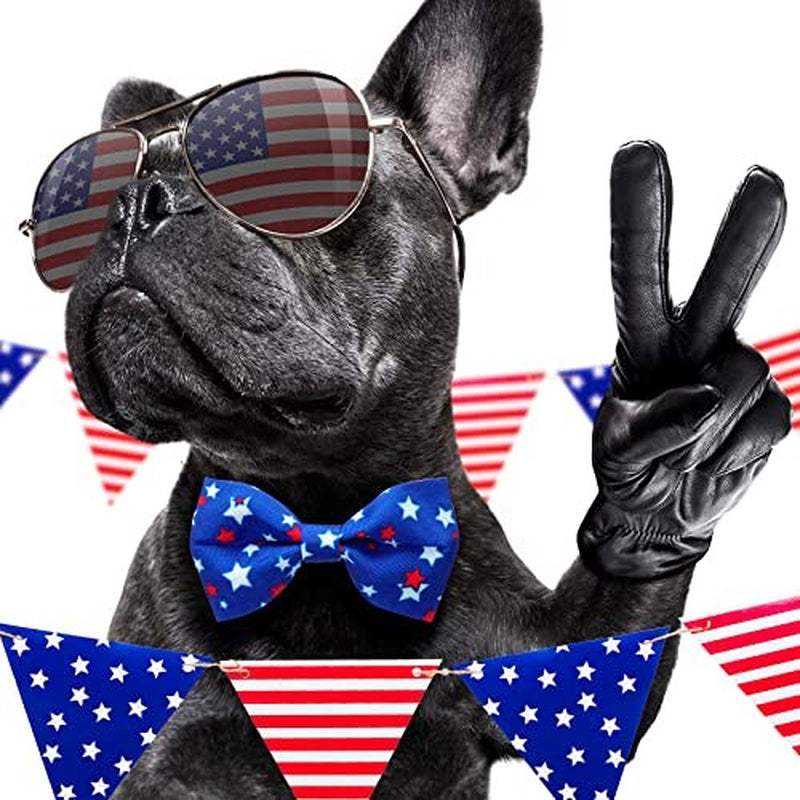 16 Pcs 4Th of July Summer Pet Bow Tie Collar Attachment, American Flag Dog Bow