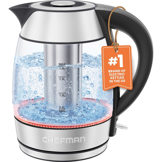 Rapid-Boil 1.8L Electric Tea Kettle W/ Keep Warm and Tea Infuser - Stainless Steel