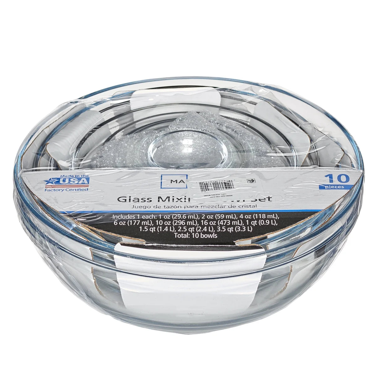 Glass Mixing Bowls, 10 Piece Set