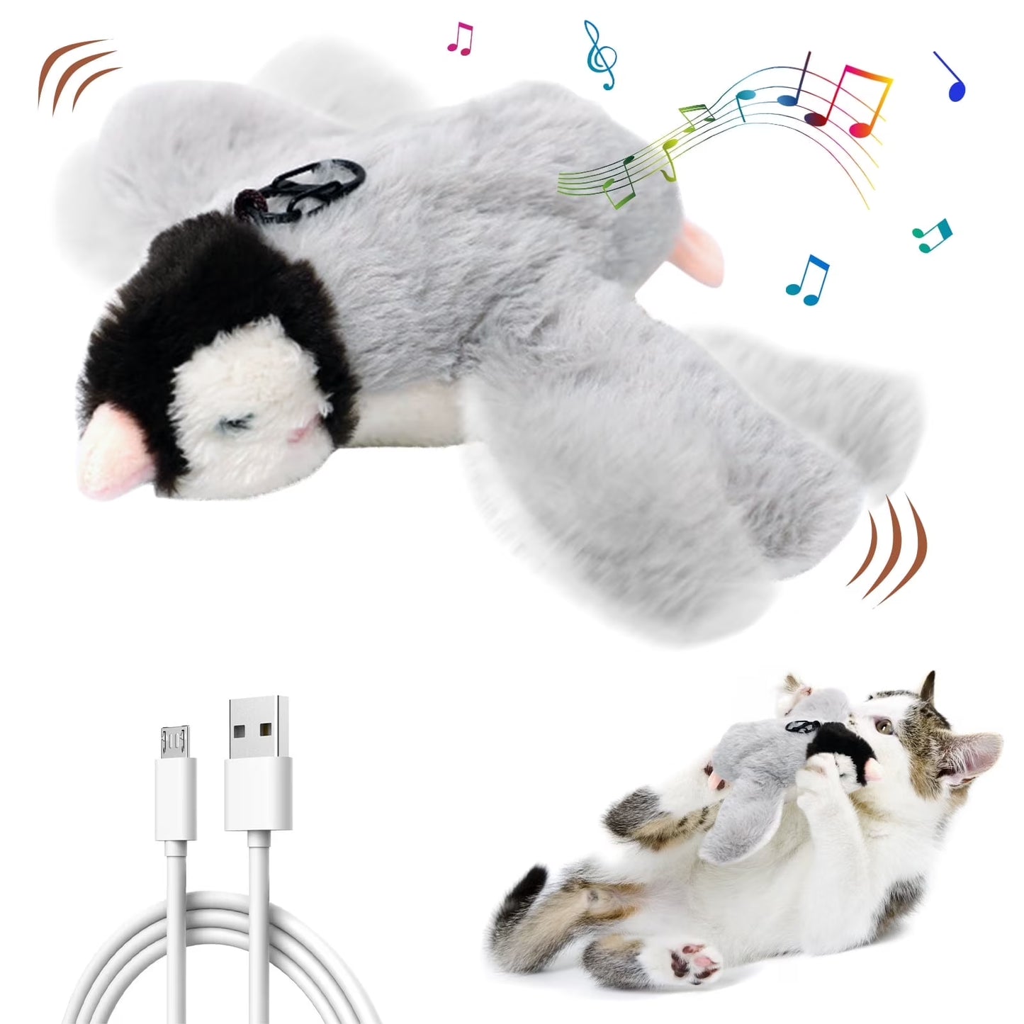 Interactive Rechargeable Cat Toy with Flapping Chirping Bird and Catnip for Indoor Cats