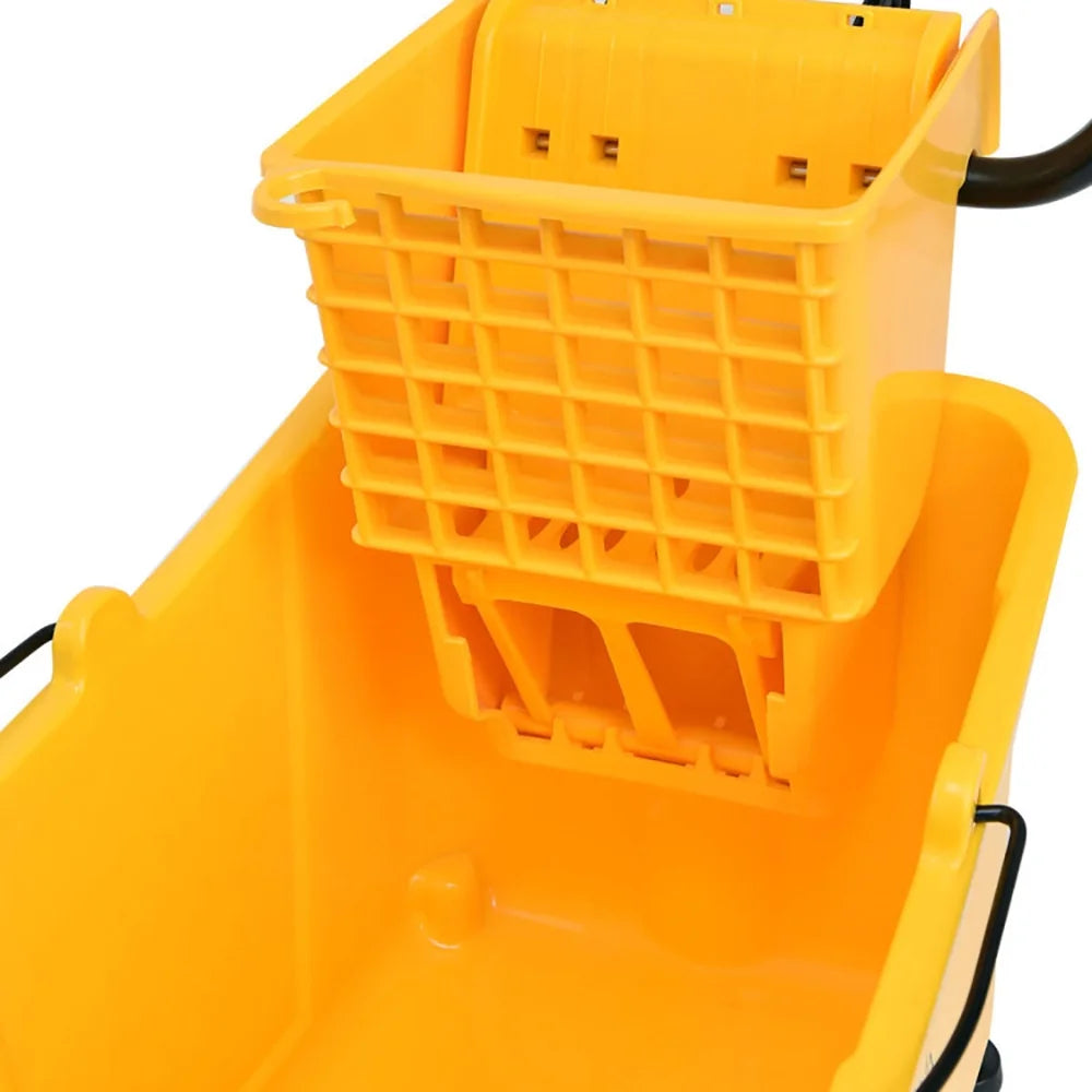 31 Quart Mop Bucket Side Press Wringer on Wheels with Panel, Side Press Wringer Combo Commercial Cleaning Caddy Plastic