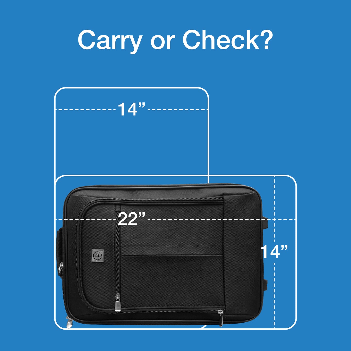 Pilot 18-Inch Softside Carry-On Luggage with Two Wheels, Black