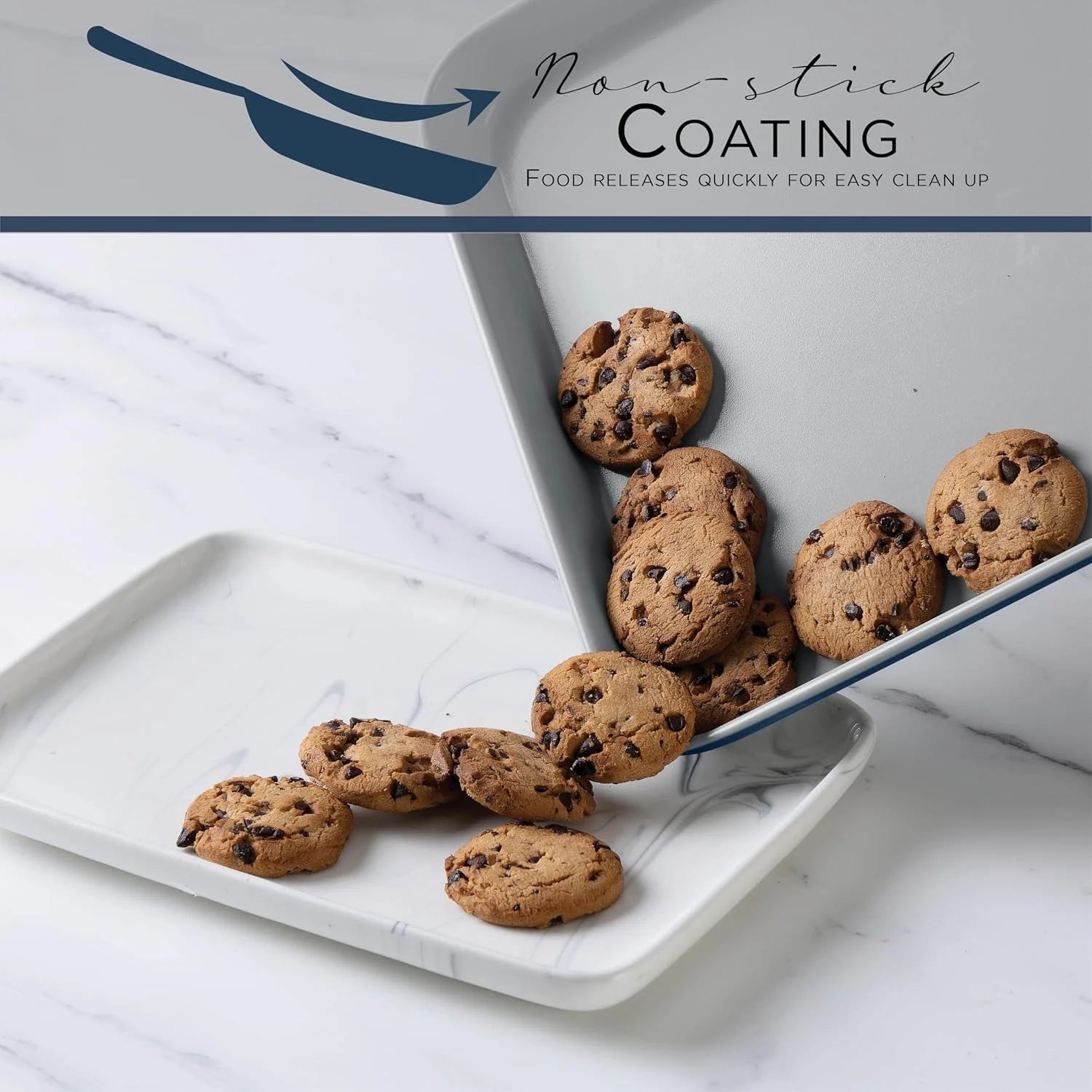 13-Piece Nonstick Cookware and Bakeware Set - Pots and Pans Collection with Stackable Design, Denim