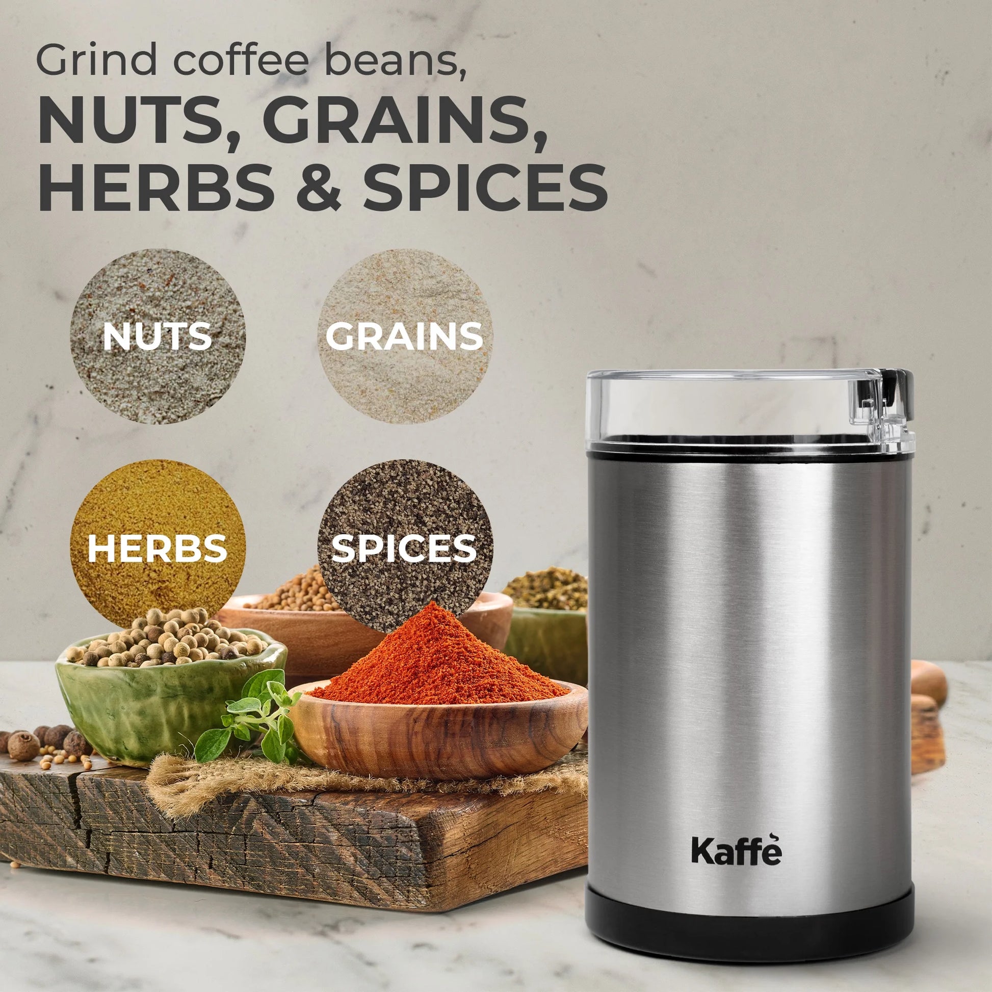 14Cup Electric Coffee Grinder with Auto On/Off, Stainless Steel (Cleaning Brush Included)