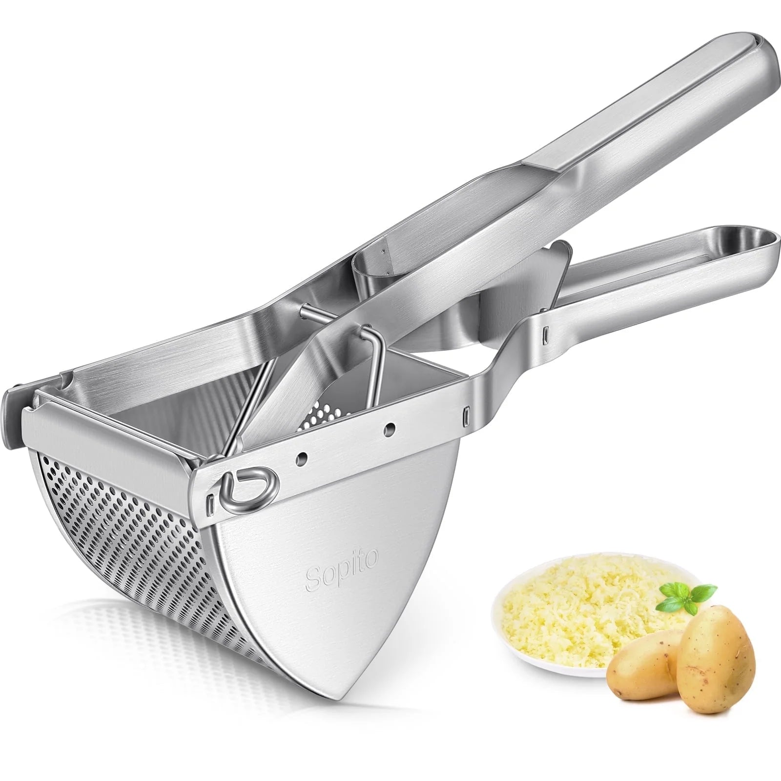 Potato Ricer, Stainless Steel Non-Slip Grip Potato Masher for Commercial and Home Use 11.5" X 3.2" X 4"