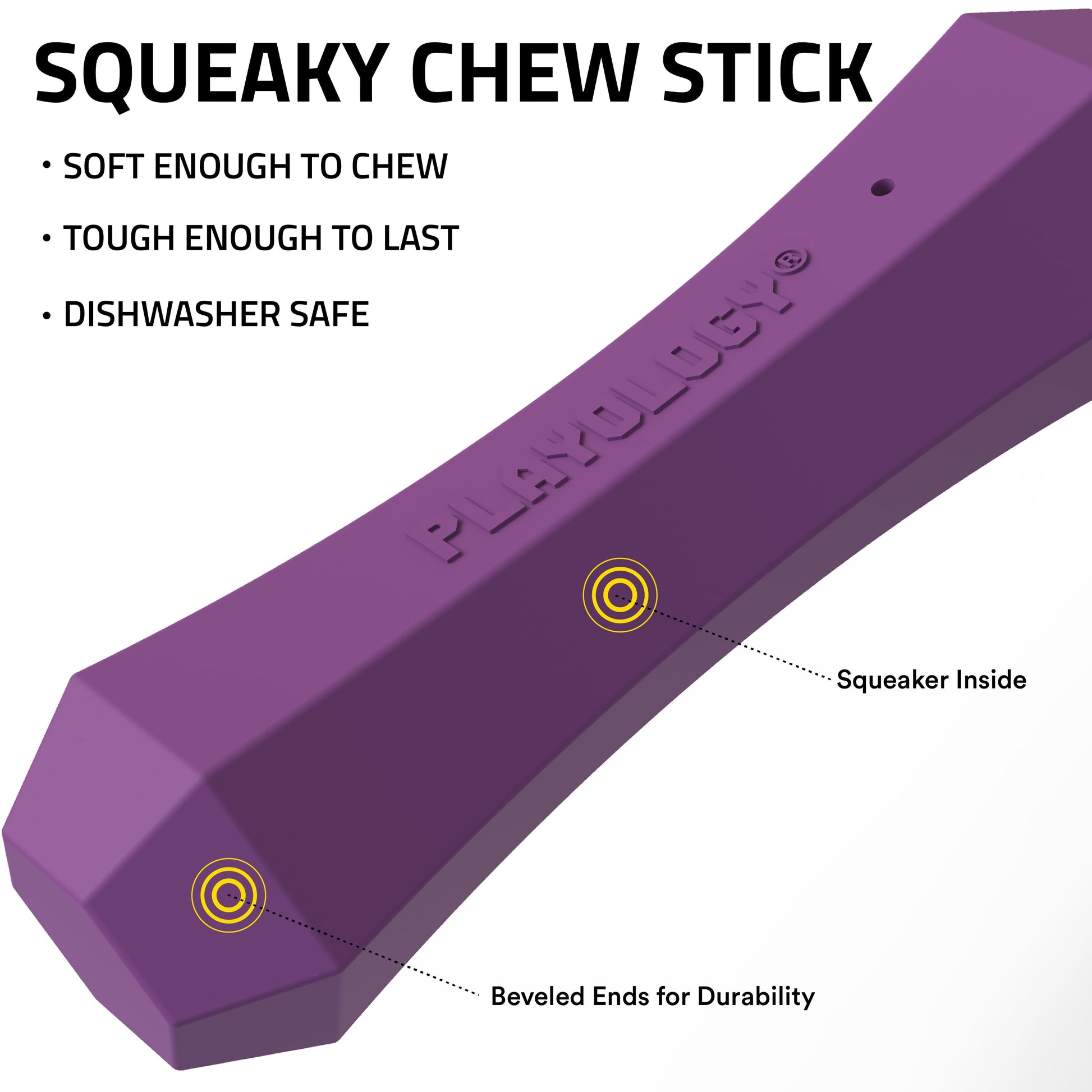 Dog Toys | Squeaky & Durable Chew Stick, Bacon Scented Toy - Medium