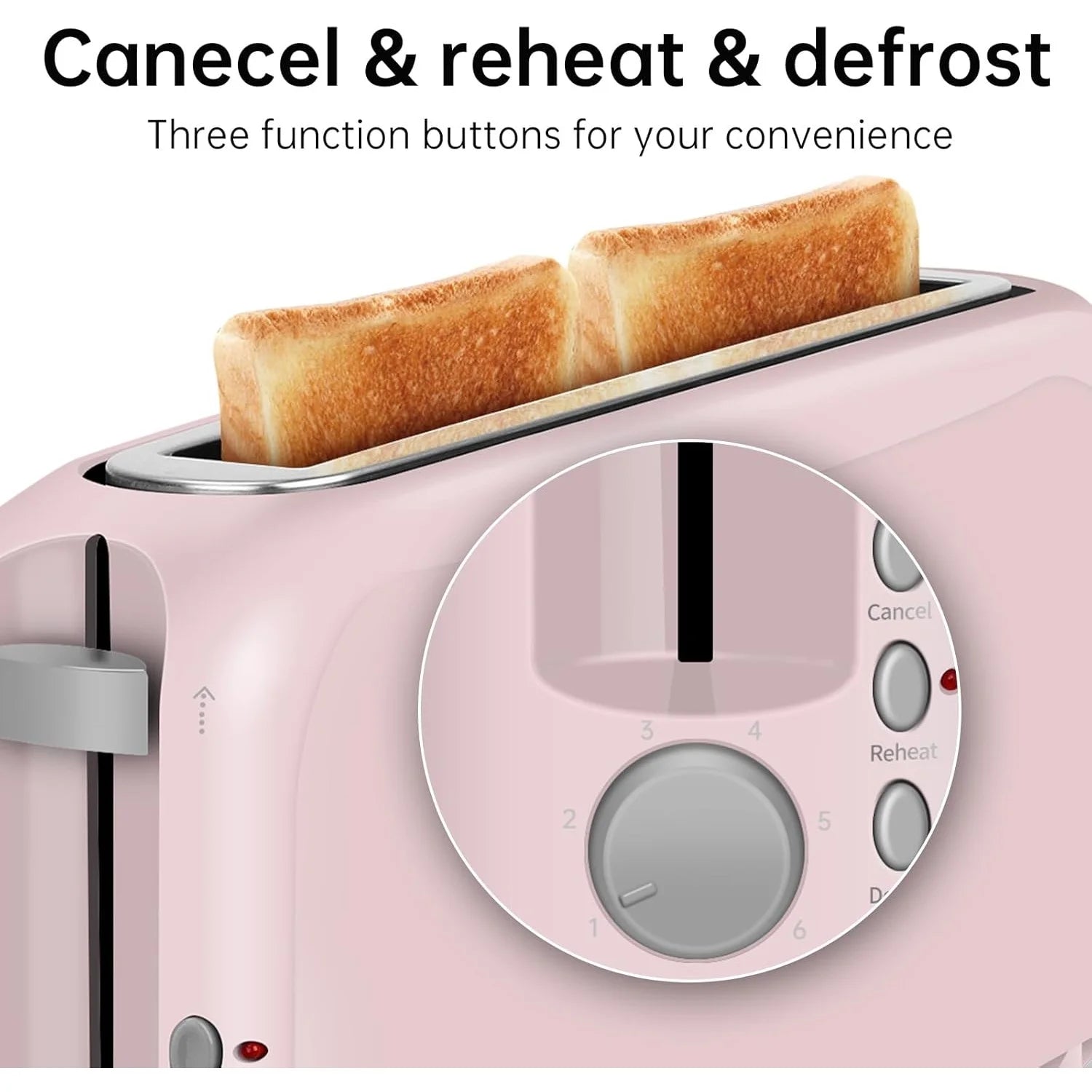 2-Slice Slim Toaster with 6 Shade Settings, Cancel, Reheat, Defrost Functions, 10" Long Slot, Auto Shut Off, and Removable Crumb Tray in Black
