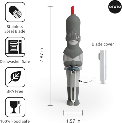 NEW OTOTO Sir Peels A-Lot Medieval Knight Vegetable Peeler - Swivel Vegetable Peelers for Potatoes, Fruits, Cute Gadgets, Gifts, Potato, Veggie, Fruit Peeler, Cute Kitchen Accessories