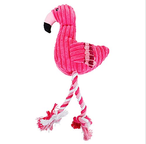 Dog Plush Toys,Cute Flamingo Durable Squeaky Teething Toys for Puppy, Interactive Stuffed Dog Chew Toys for Small-Large Dogs