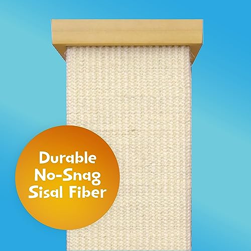 SmartCat Ultimate Scratching Post – Beige, Large 32 Inch Tower - Sisal Fiber, Simple Design - For All Cats