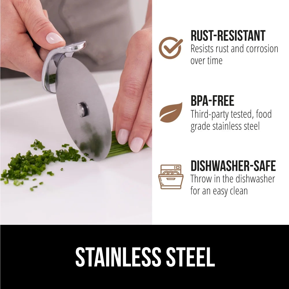 Pizza Cutter Wheel, 9 Inch Pizza Pie Slicer, Rust Resistant Stainless Steel Blade Black