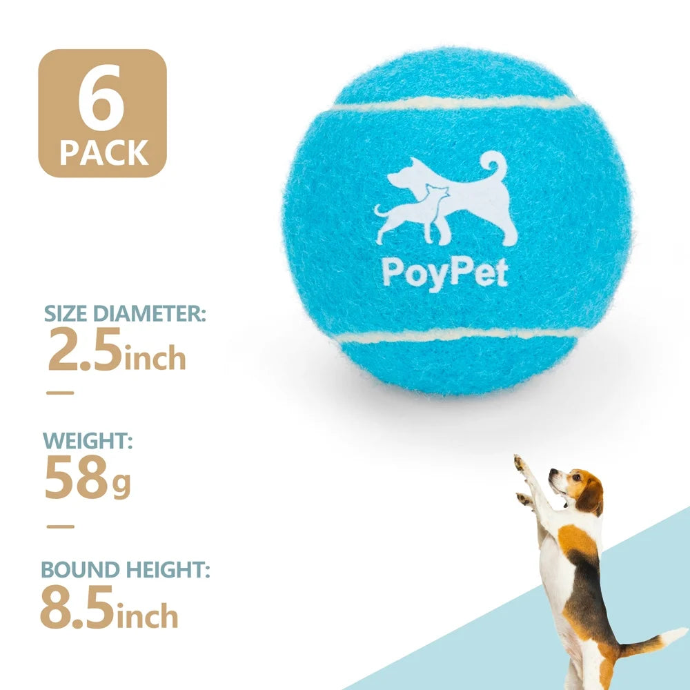 Interactive Tennis Ball Dog Toys - 6-Pack Chew Toys for Outdoor Training for Small, Medium, and Large Dogs