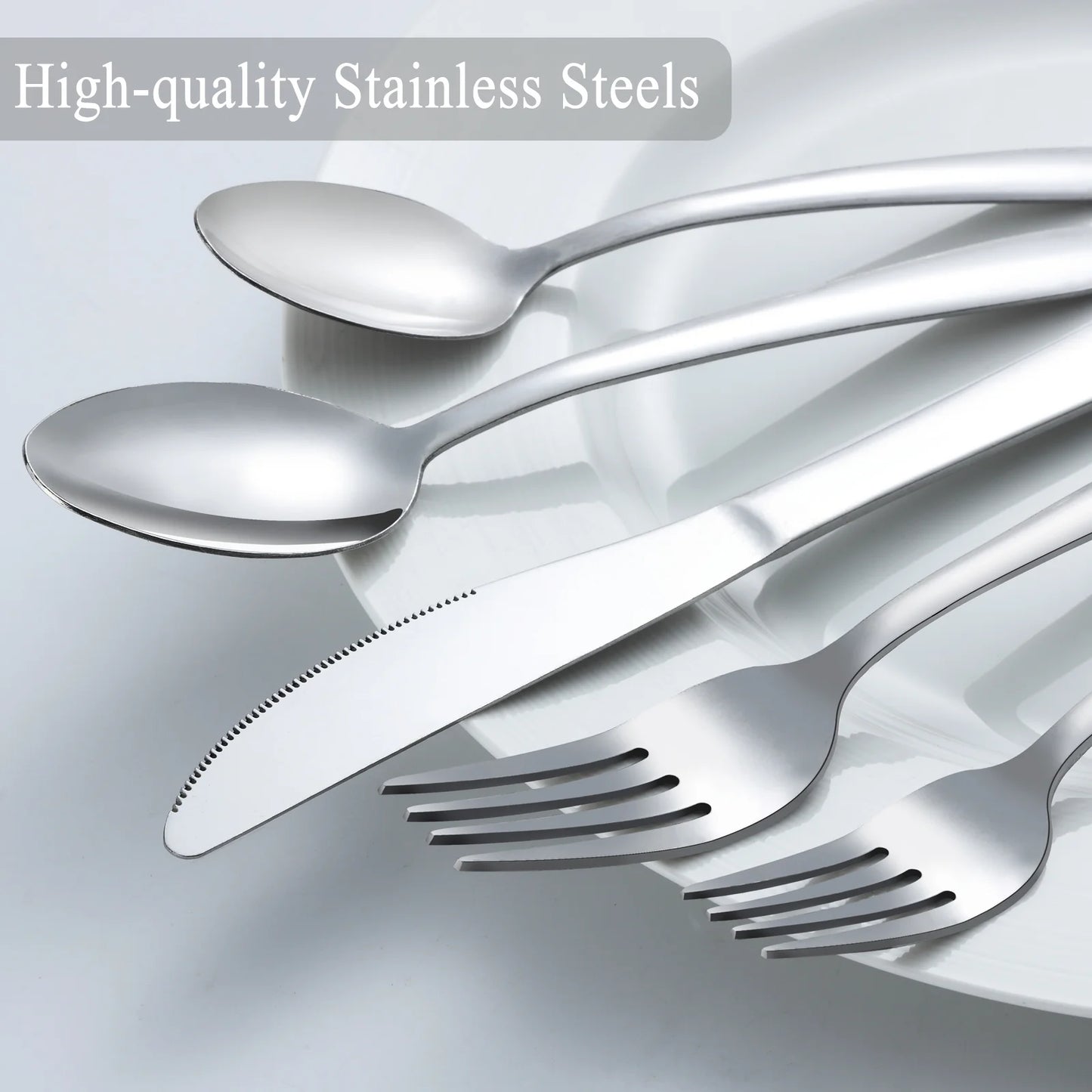 45 Pcs Silverware Set with Serving Utensils for 8, Food Grade Stainless Steel Flatware Cutlery Set for Home and Restaurant, Mirror Polished & Dishwasher Safe