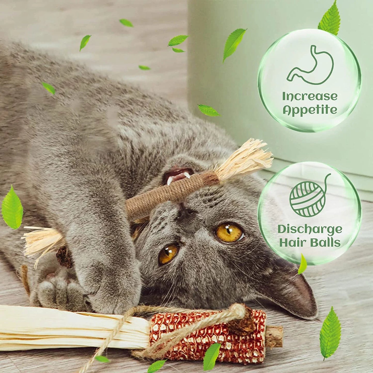 Catnip 4 Pieces Silver Vine Cat Chew Toys Cats Clean Teeth Chews for Stress Relief