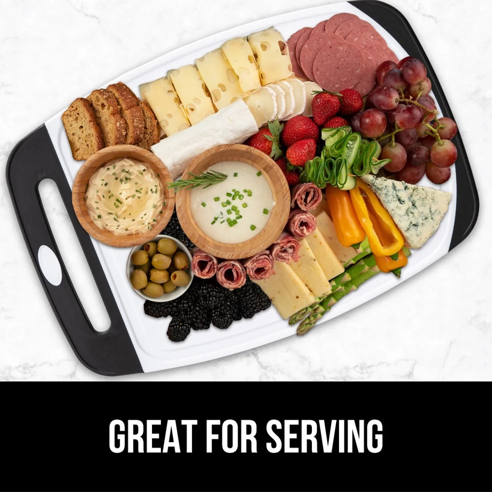 Oversized 100% BPA Free Reversible Kitchen Cutting Board Set of 3, Juice Grooves, Dishwasher Safe, Black