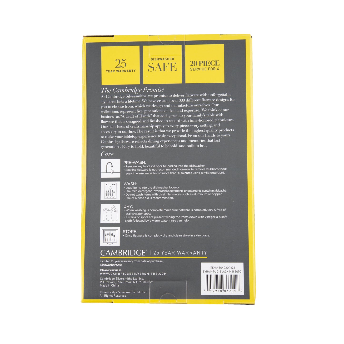 Cambridge Byram Black Mirror 20-Piece Flatware Set (Service for 4)