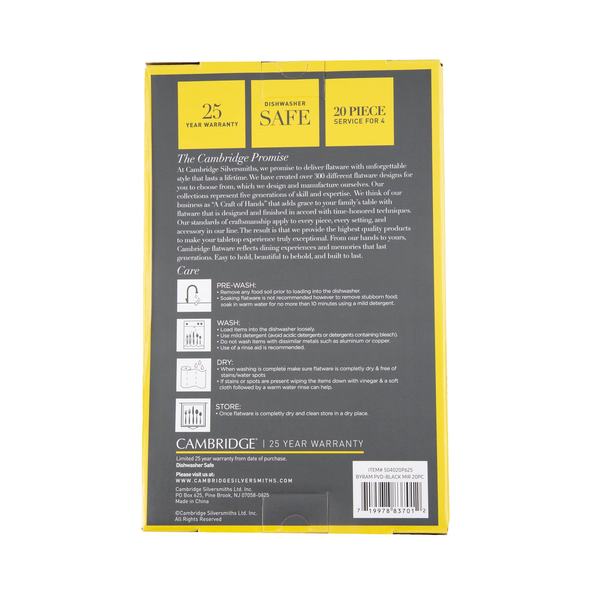 Cambridge Byram Black Mirror 20-Piece Flatware Set (Service for 4)