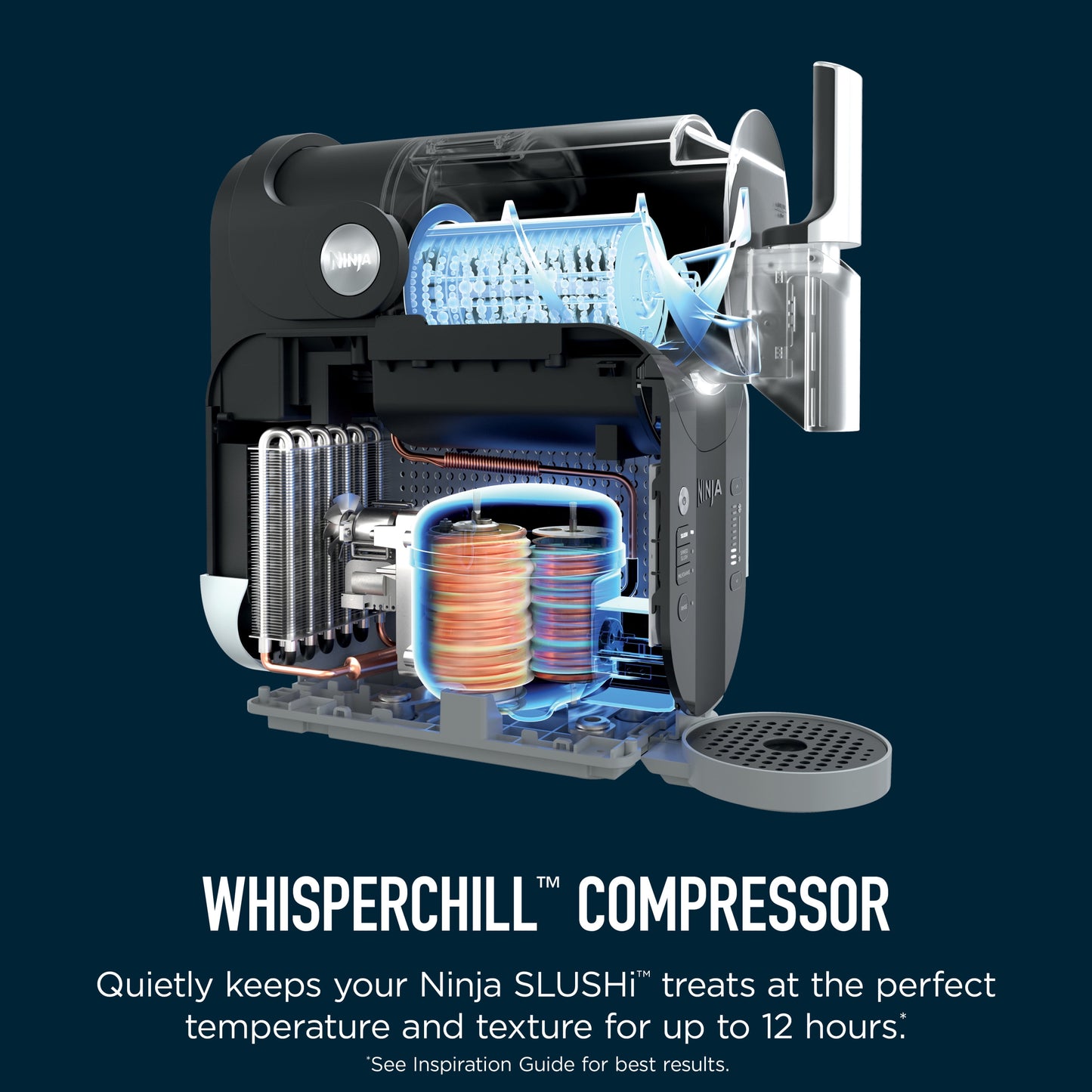 Slushi Frozen Beverage Maker with Rapidchill Technology, 72 Oz Capacity, Three Preset Functions, Dishwasher Safe, Gray