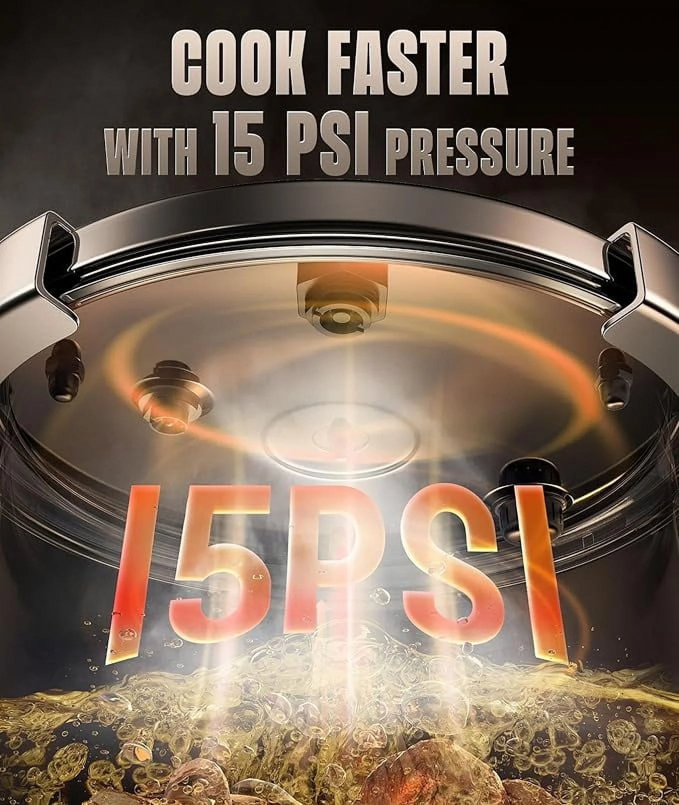 18/8 Stainless Steel Pressure Cooker 7 Quart Cook Pot 15 PSI, Food-Grade Olla De Presion [One Hand Operation Pressure Canner 7 QT] Rotating Locking Lid, Steam Rack Included