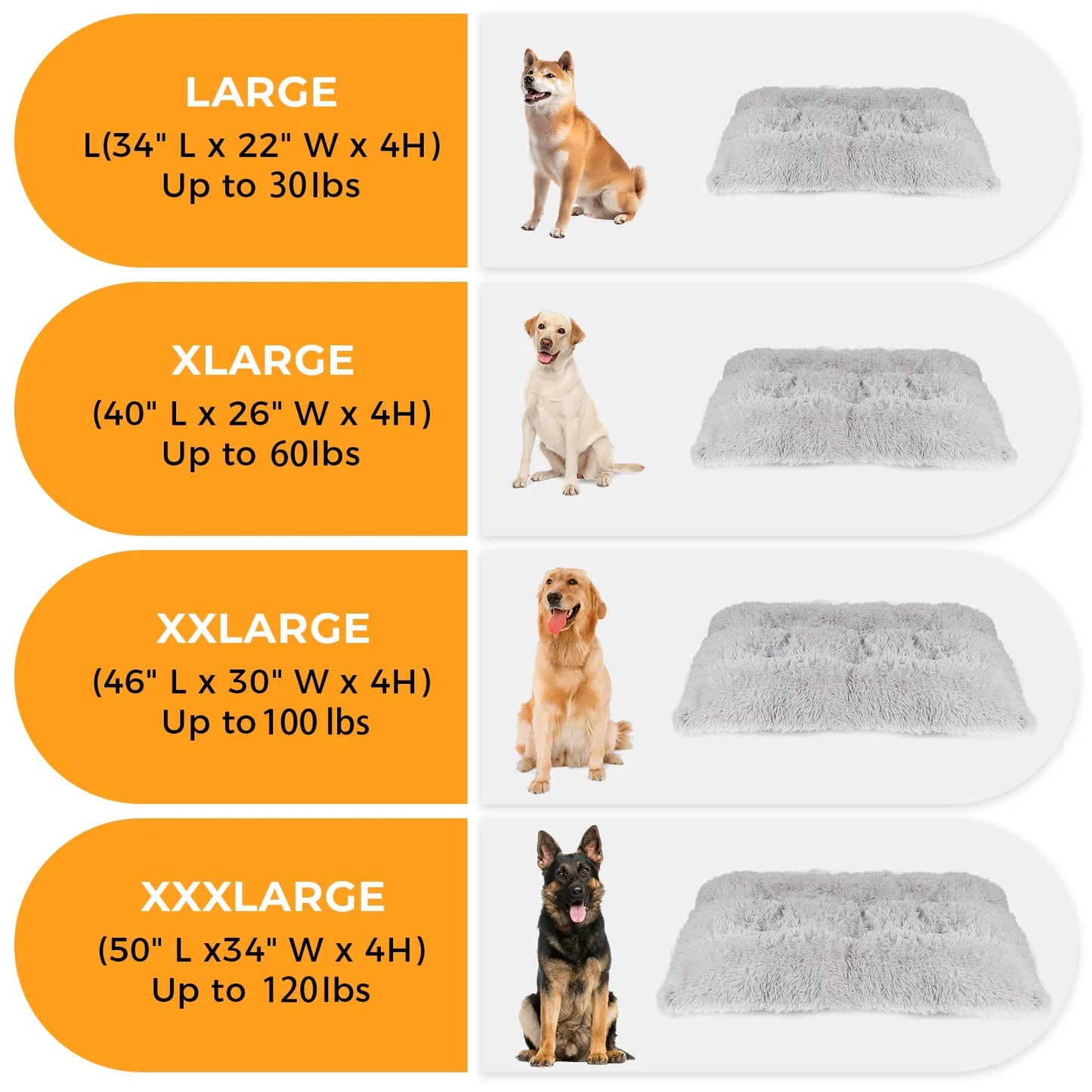 Large Dog Bed - 40 x 26 Inch Plush Washable Dog Mat with Non-Slip Base for Large Dogs, Gray