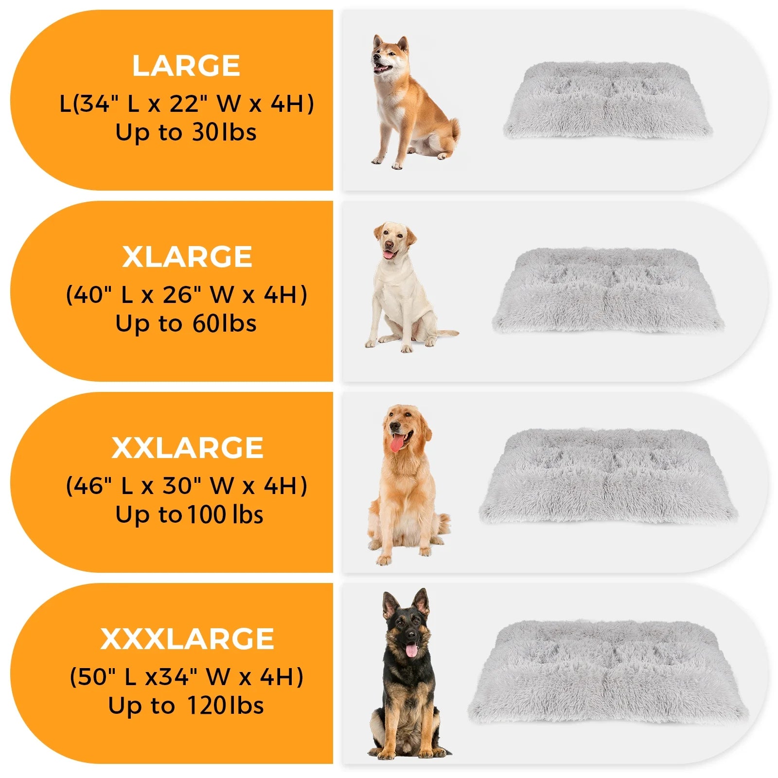 Large Dog Bed - 40 x 26 Inch Plush Washable Dog Mat with Non-Slip Base for Large Dogs, Gray