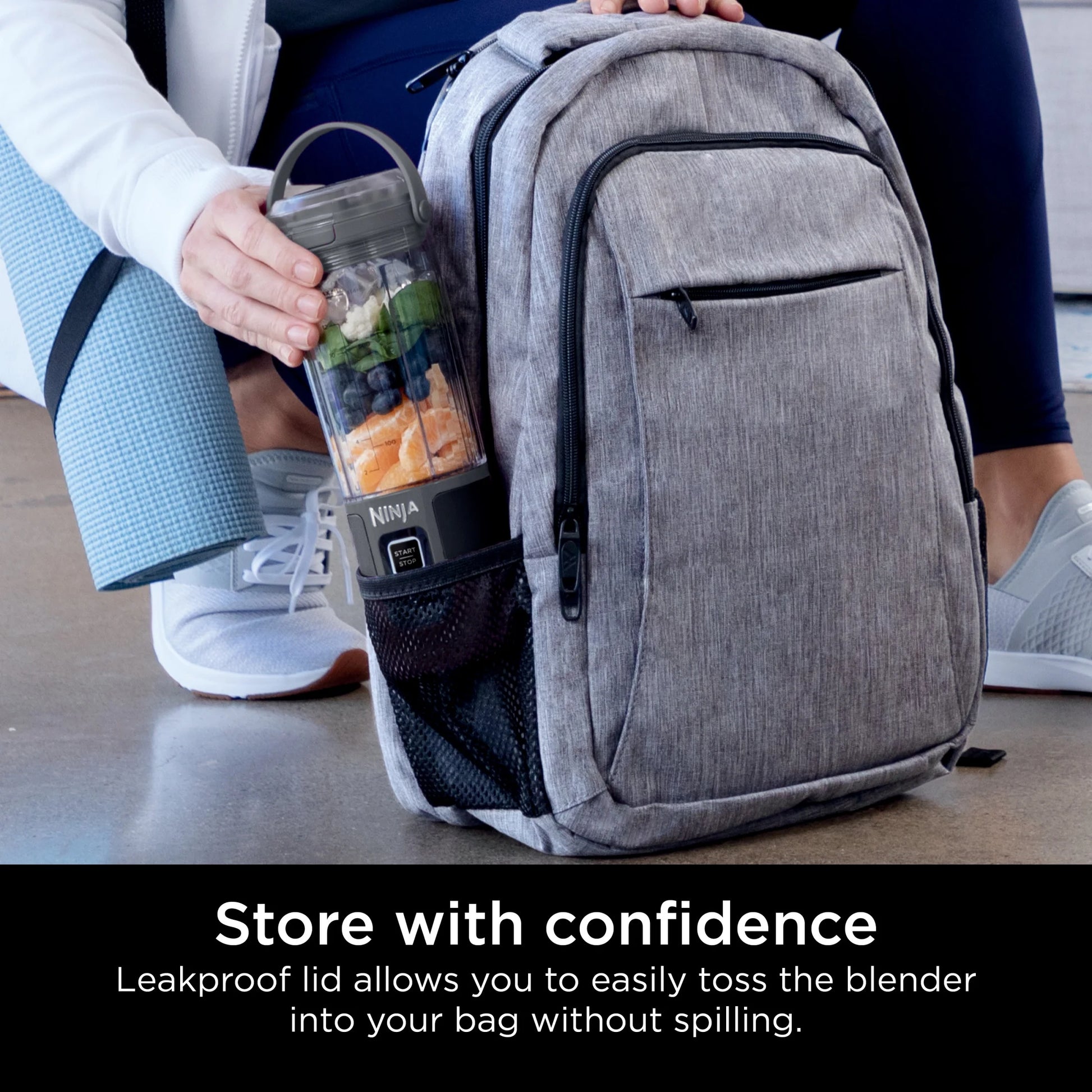 Blast 16 Oz Portable Personal Blender with Leak-Proof Lid and Easy Sip Spout, Black BC100BK