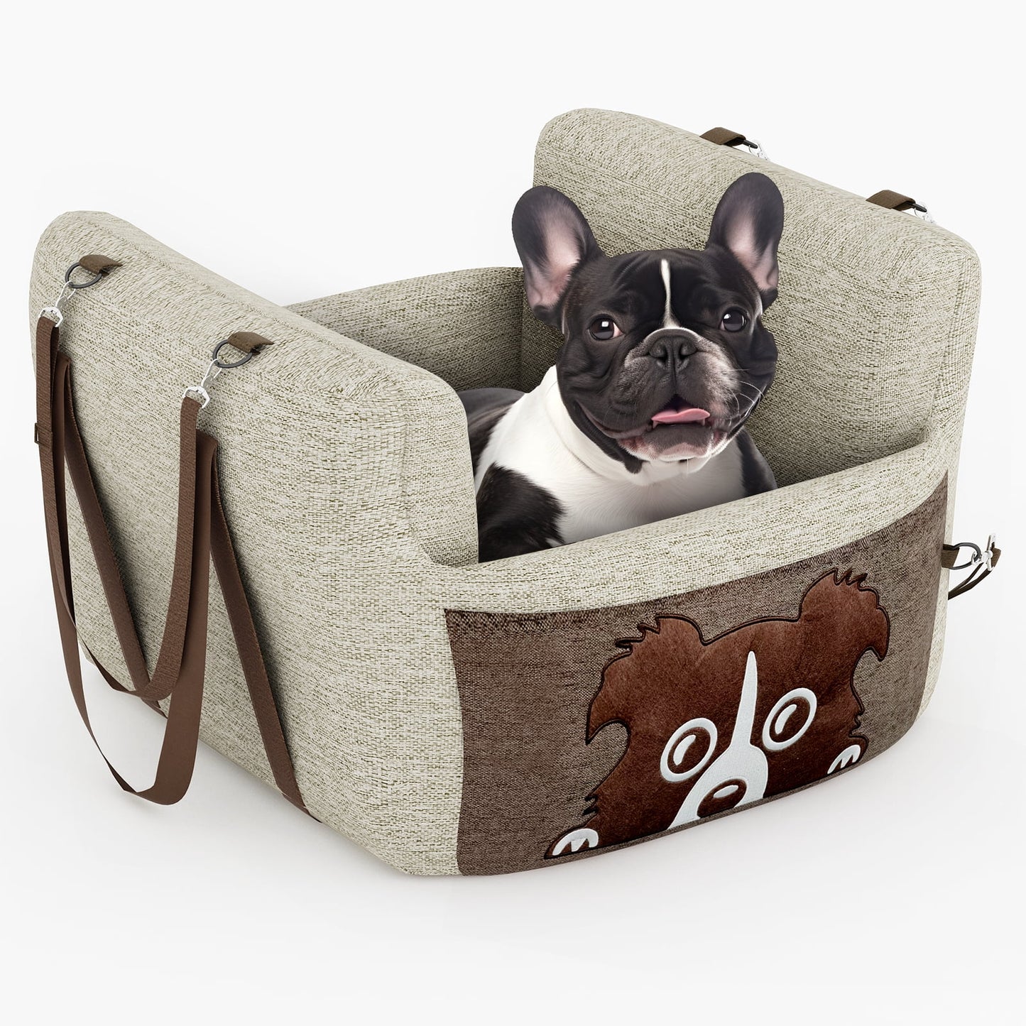 Premium Pet Booster Seat for Car - Safe and Secure Travel Carrier for Dogs, Portable Foam-Filled Bed, Thickened Design for Puppies, 21"L x 21"W x 17"H, Beige