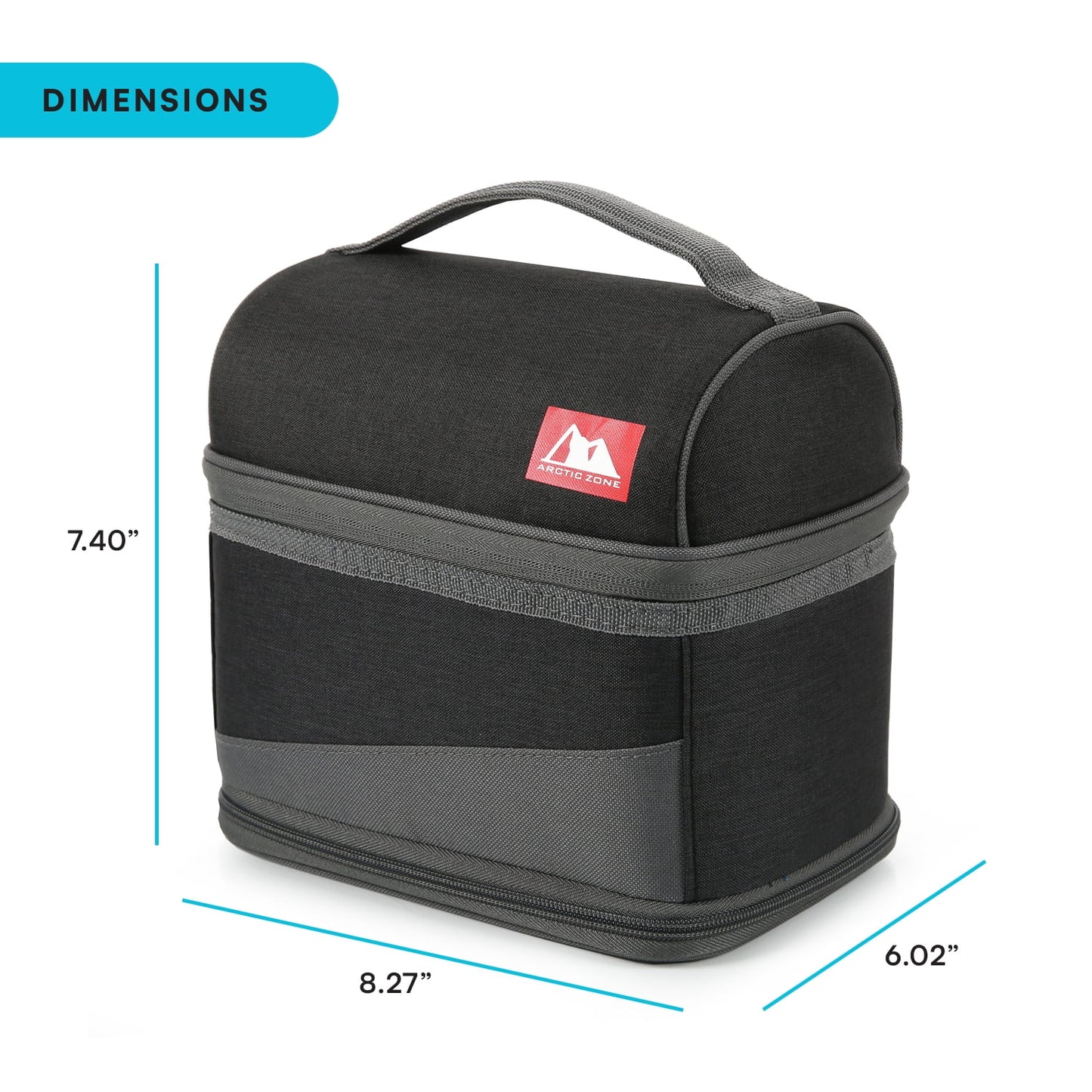 Expandable Lunch Box with Ice Pack, Black/Gray