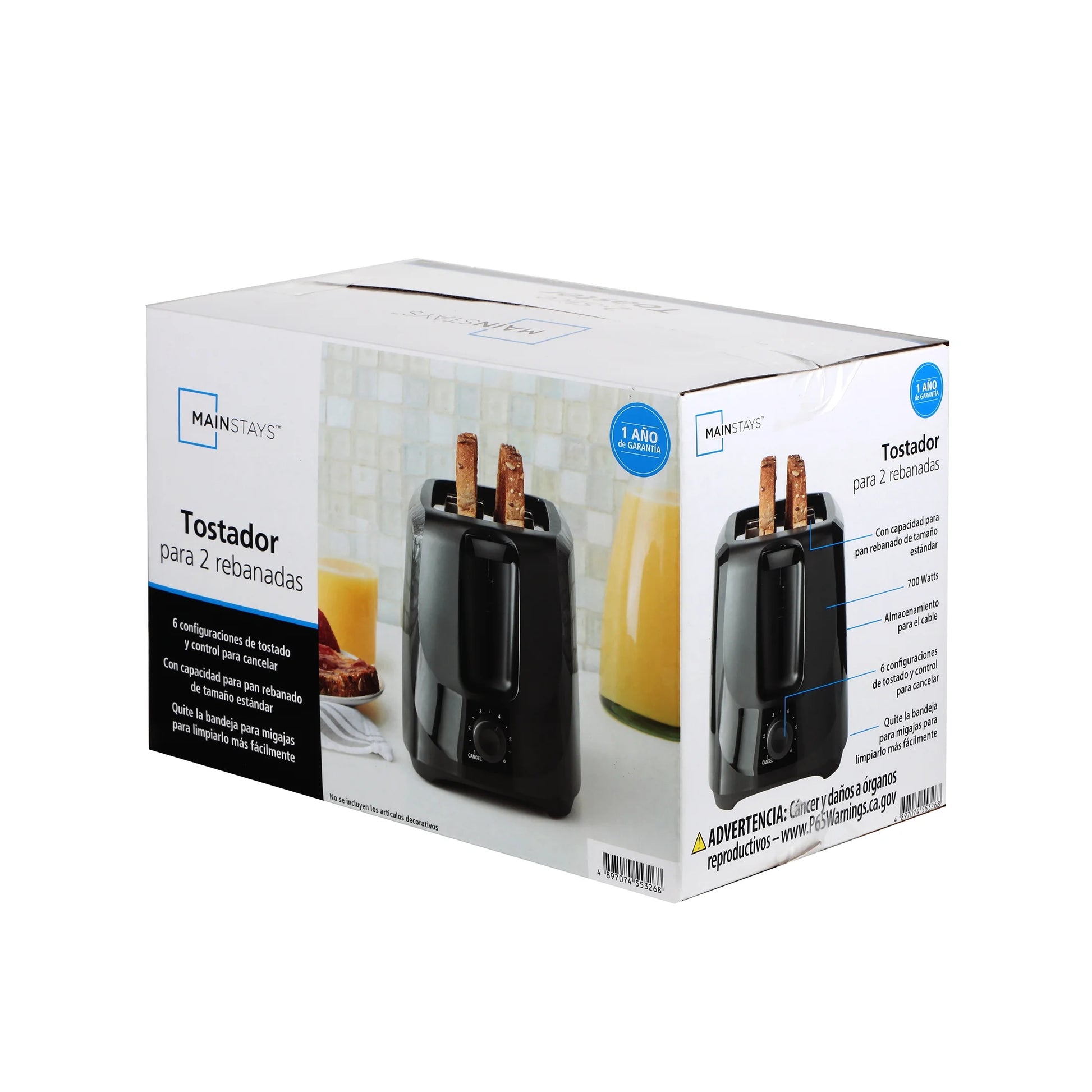 2-Slice Toaster with 6 Shade Settings and Removable Crumb Tray, Black