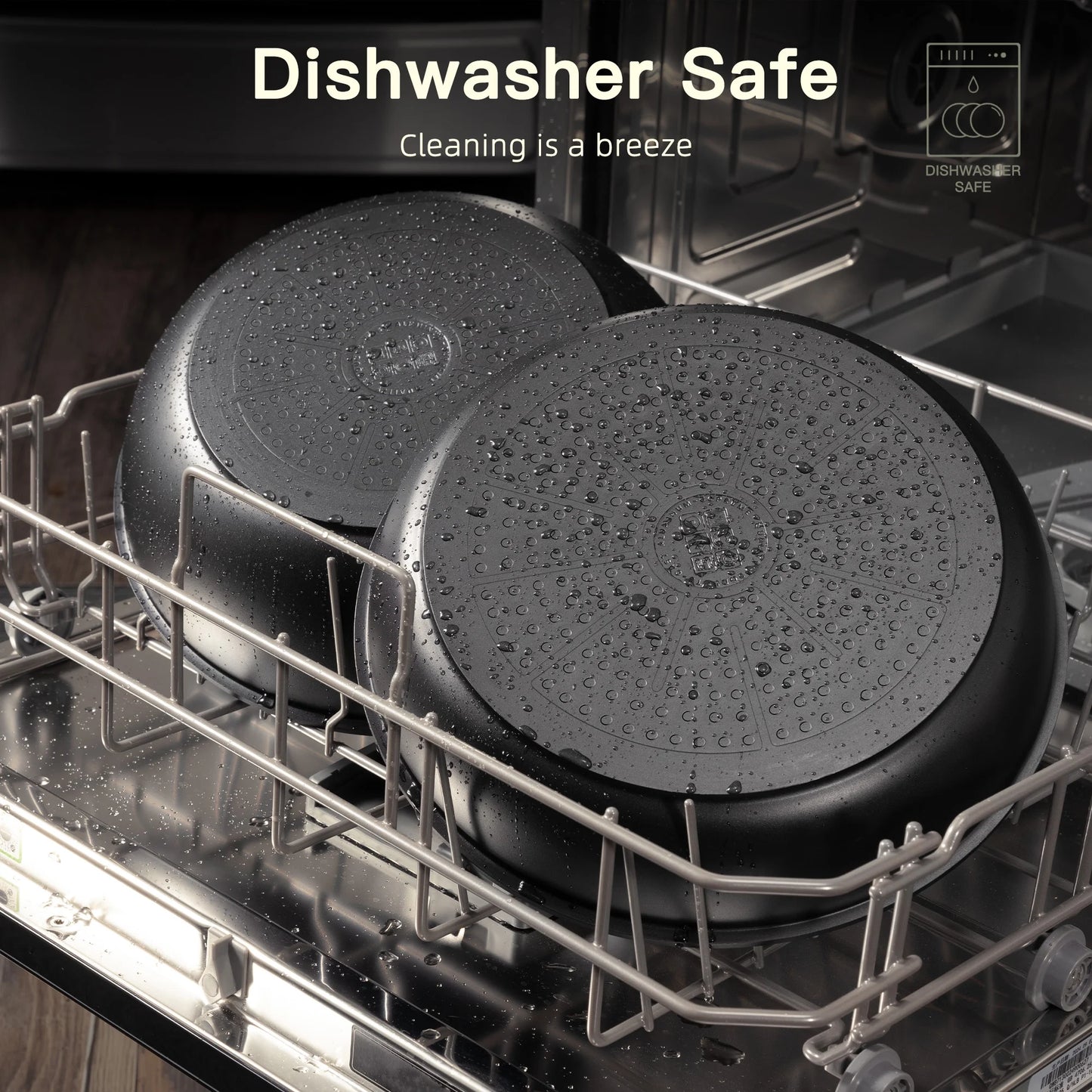 20-Piece Nonstick Cookware Set with Detachable Handles, Oven and Dishwasher Safe, Induction Compatible, Stackable Design for RV Kitchens, Black