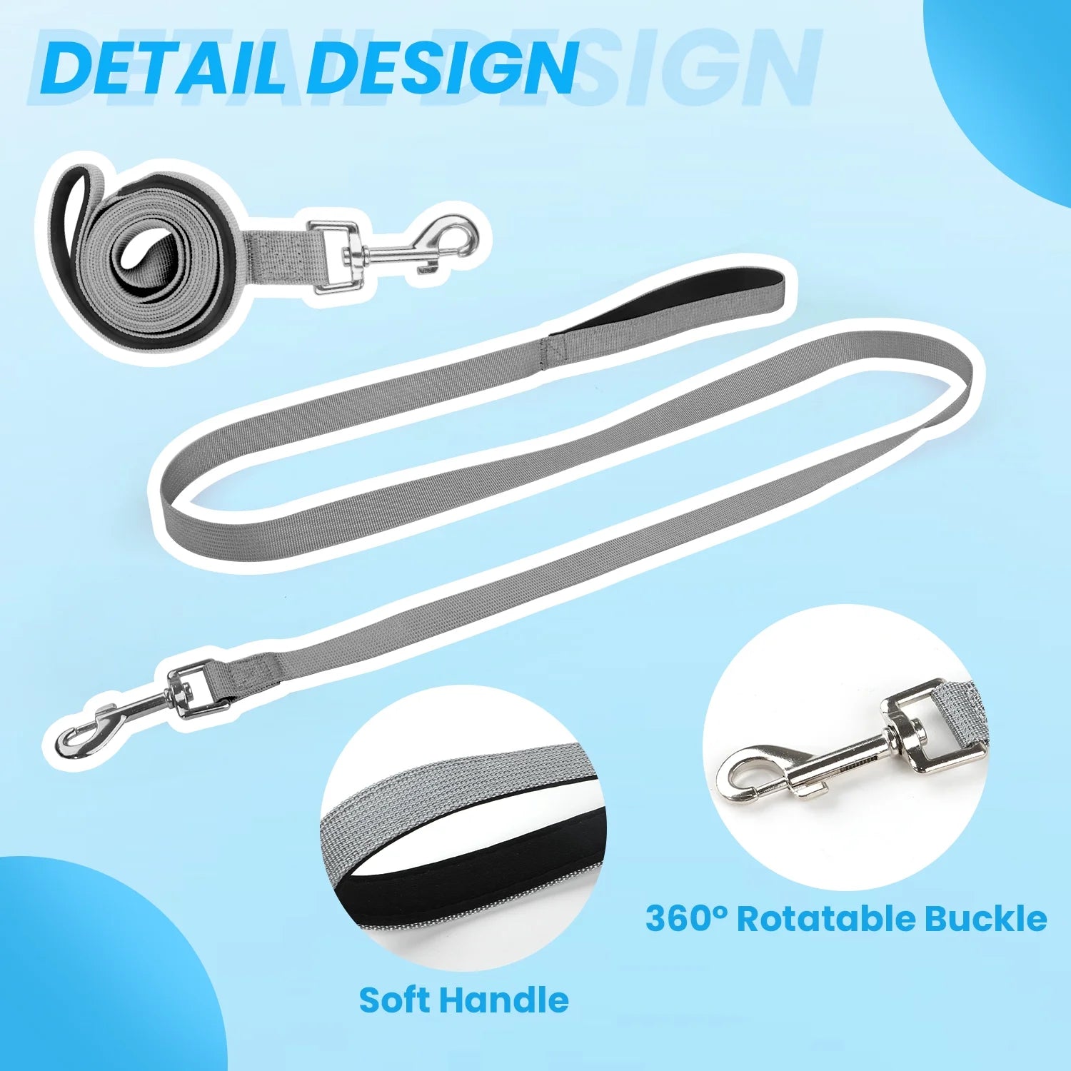 Adjustable Reflective Dog Harness and Leash Set, Escape-Proof No-Pull Vest for Small to Large Dogs, Gray, Size XS