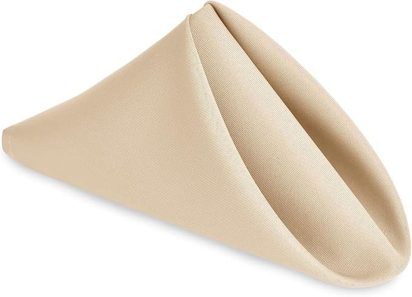 Cloth Dinner Napkin Set of 6, 18 X 18 Inch, Soft Reusable Absorbent Cloth Napkins for Wedding, Banquet, Restaurant, Hotel and Home, Polyester Blend, Beige
