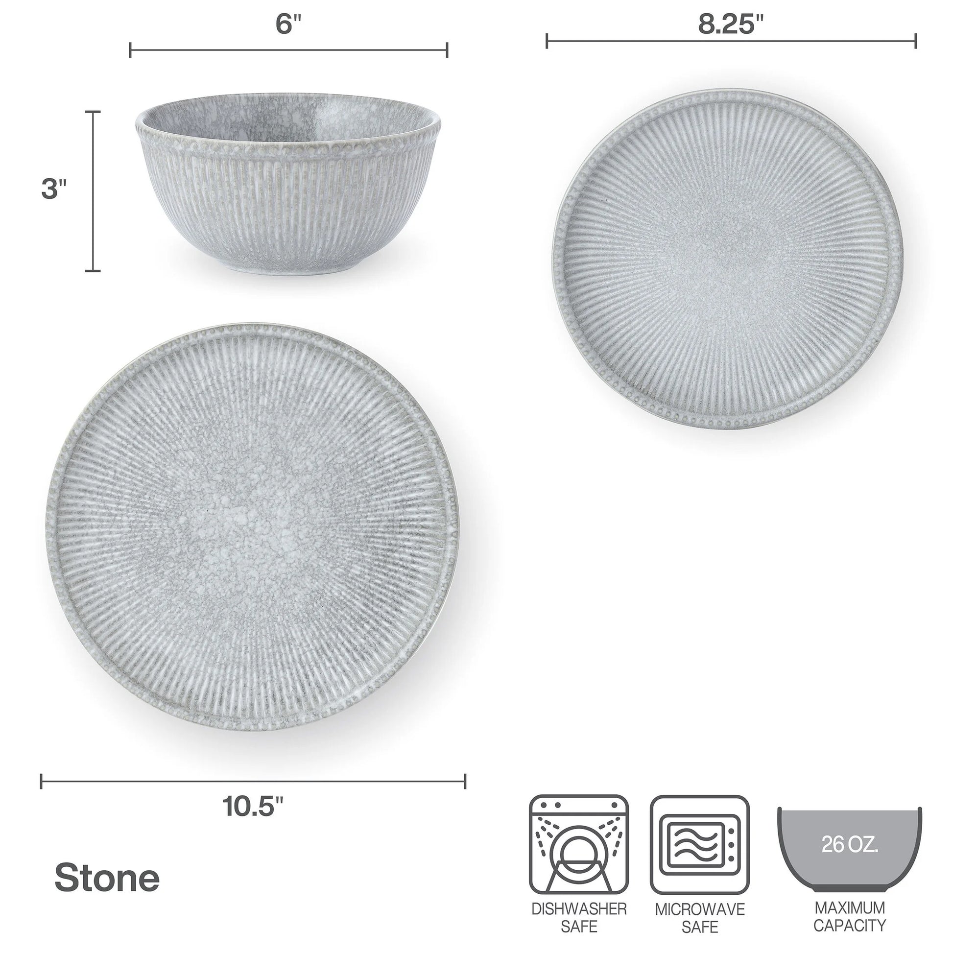 Stone 12-Piece Gray Dinnerware Set