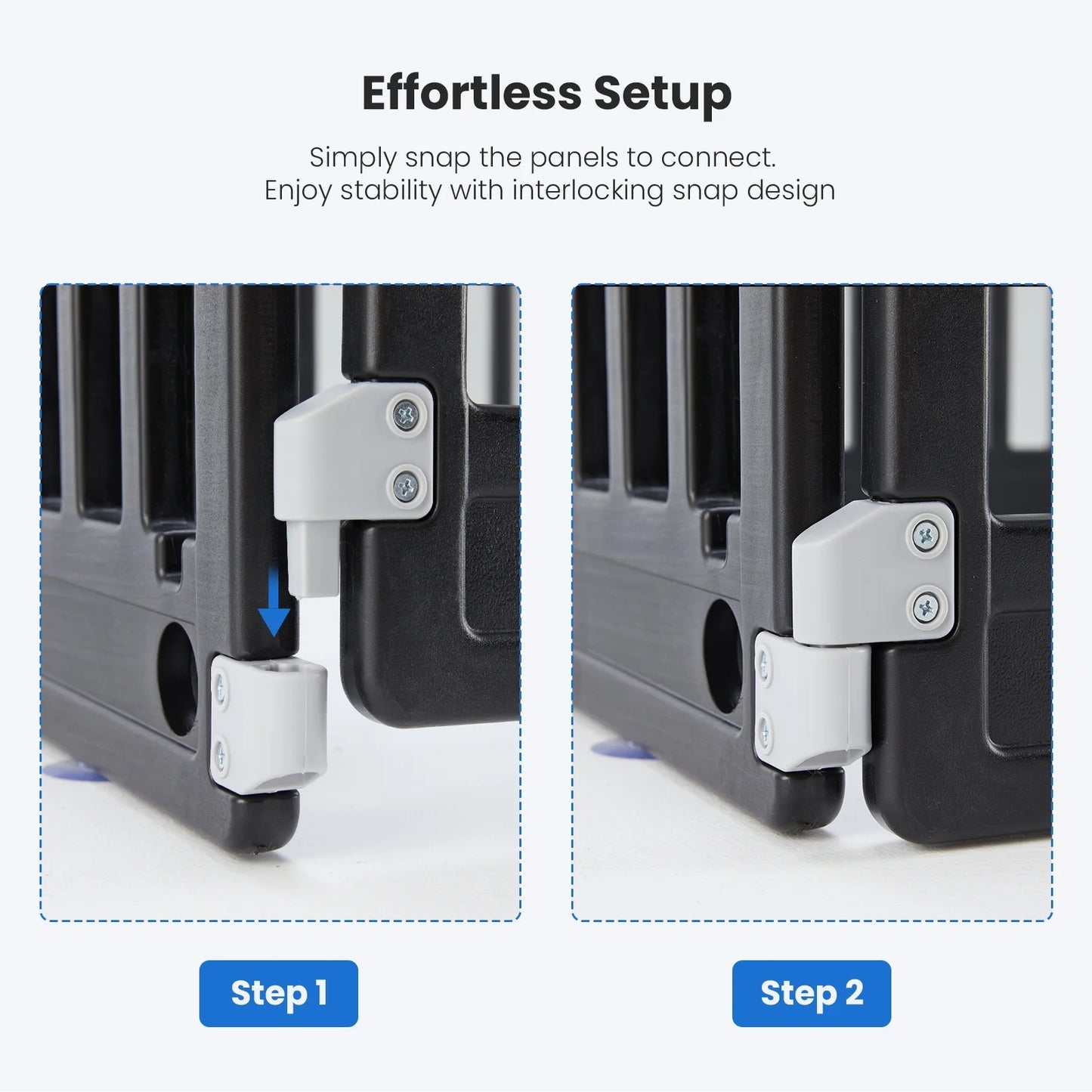 24-Inch Plastic Dog Playpen, 4-Panel Pet Fence for Small Dogs, Black