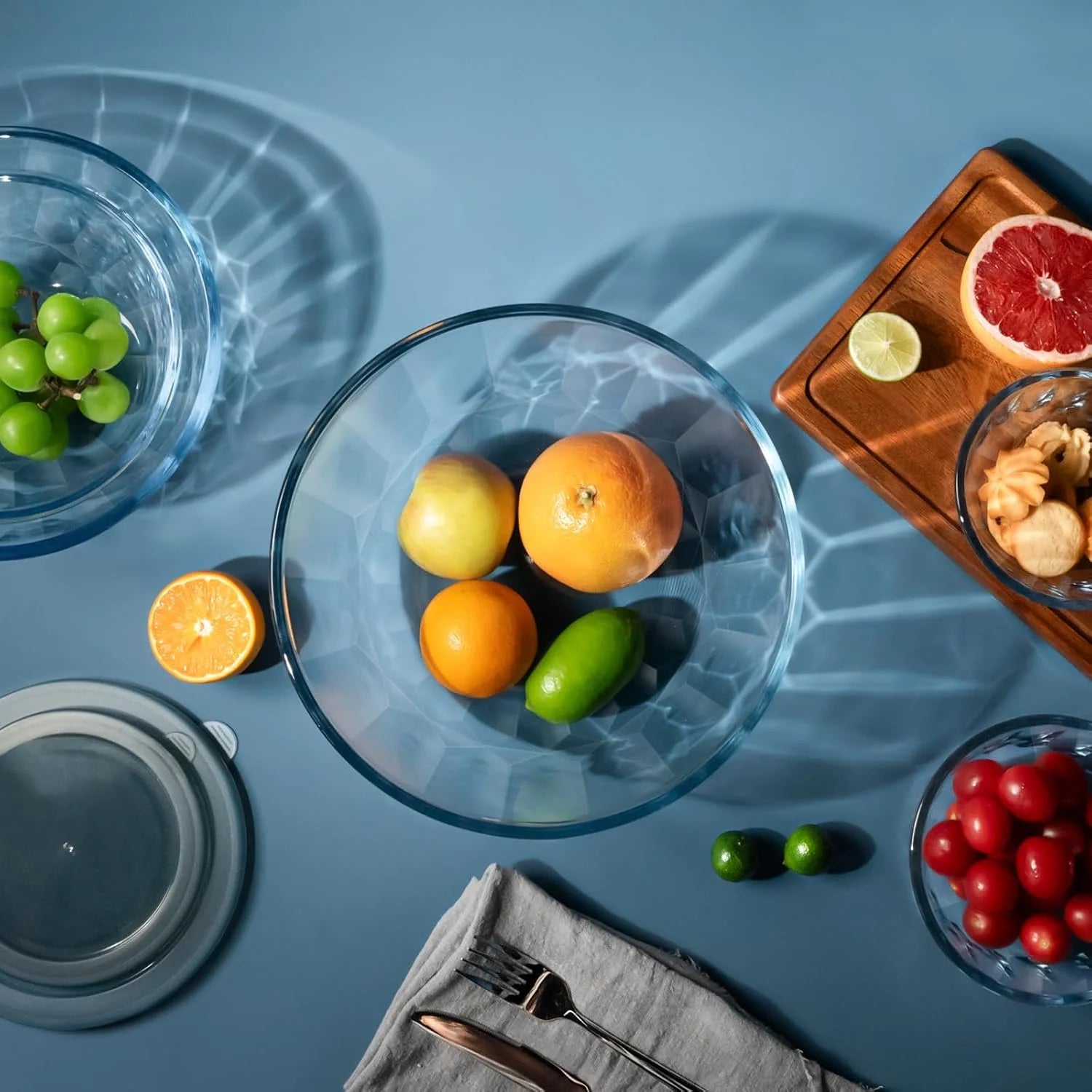Glass Mixing Bowl Set with Lids, 5-Piece Thick Glass Nesting Bowls for Kitchen Baking, Meal Prep, BPA Free, Dishwasher Safe