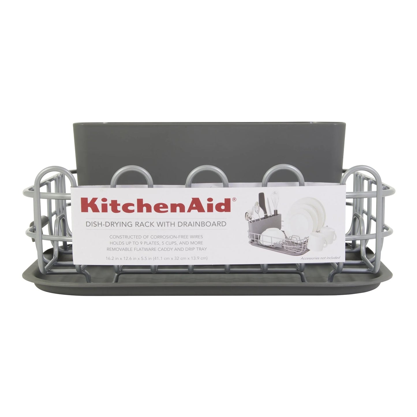 Low Profile Metal Stacking Dish Drying Rack, Charcoal Gray